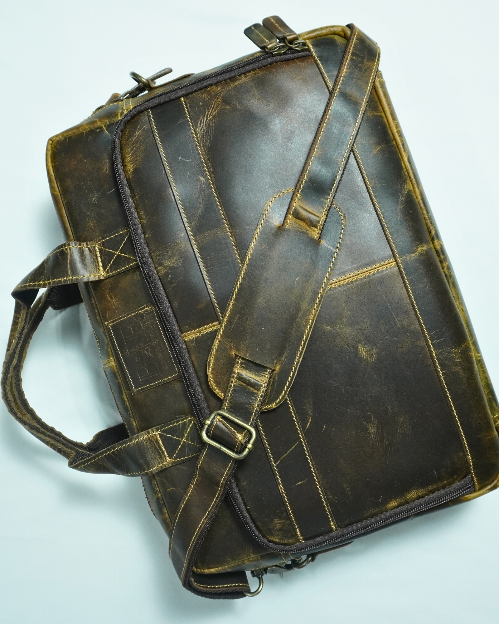 Vintage Series - 100% Original Leather (Laptop Bag) - Tan - Image 6