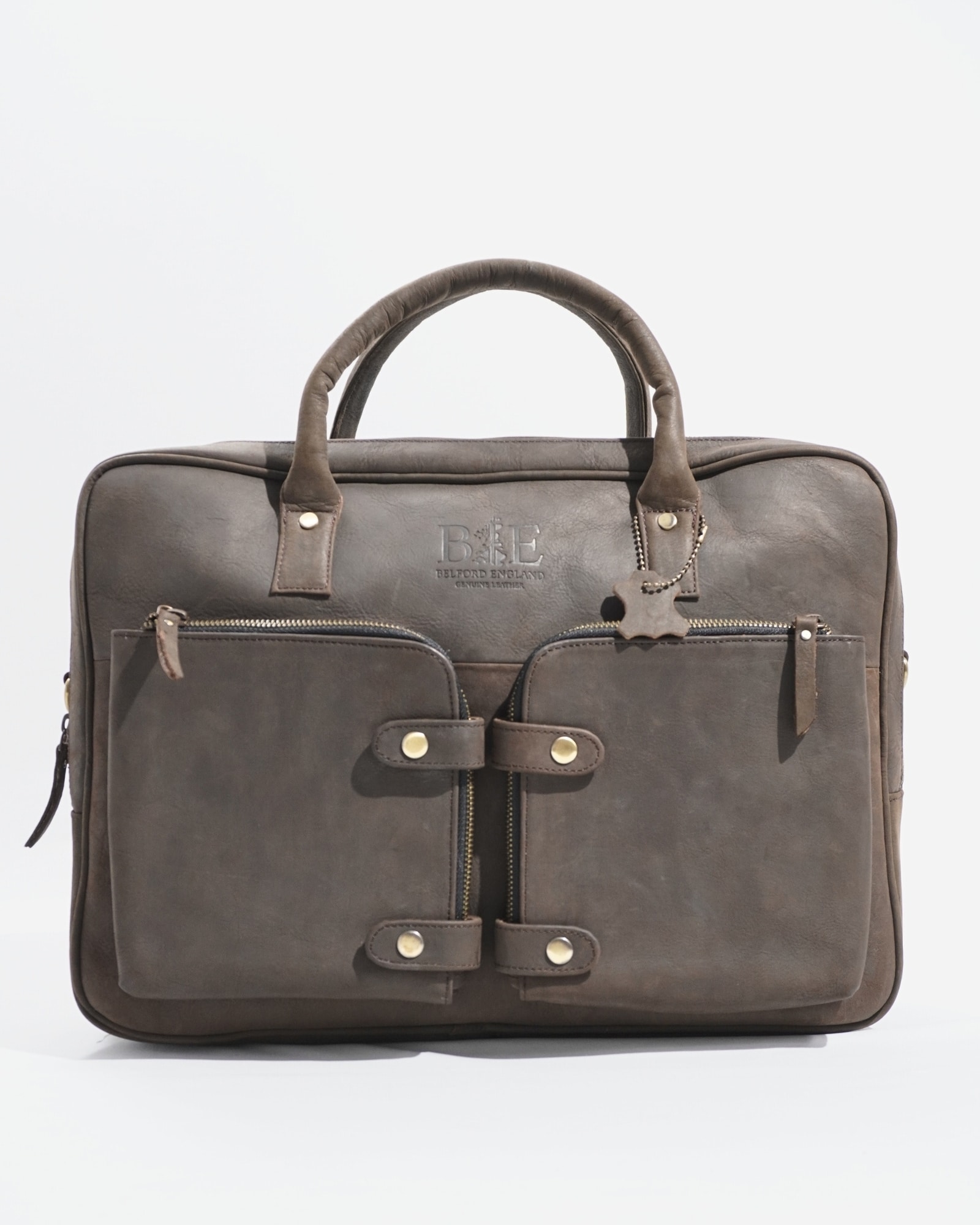 Crown Edition - Men's Executive 100% Original Leather Large Briefcase - Dark Brown - Image 2