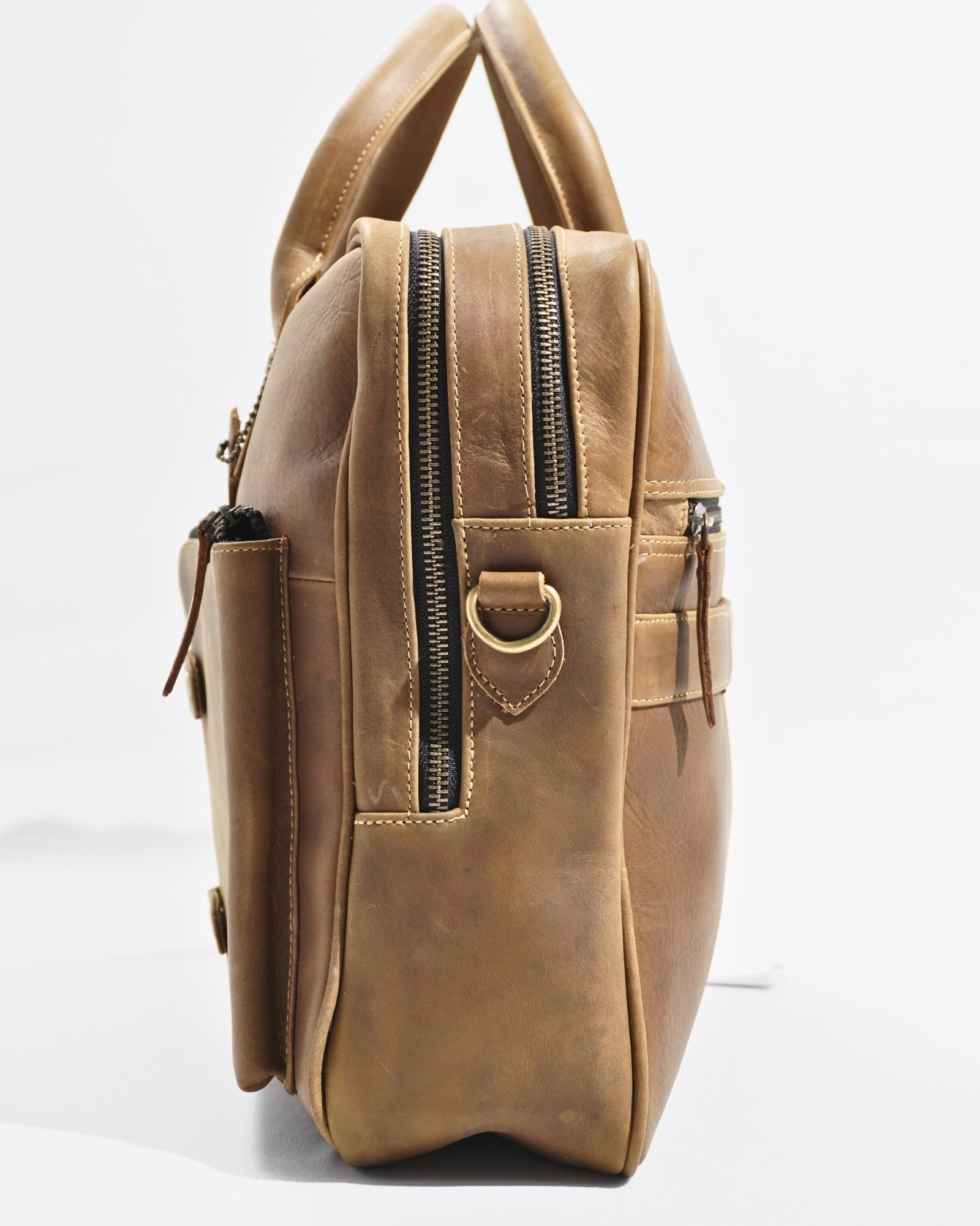 Crown Edition - Men's Executive 100% Original Leather Large Briefcase - Luxury Brown - Image 3