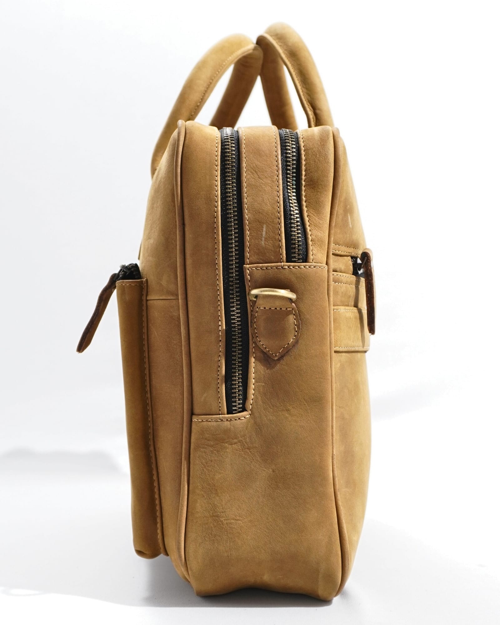 Crown Edition - Men's Executive 100% Original Leather Large Briefcase - Tan - Image 2