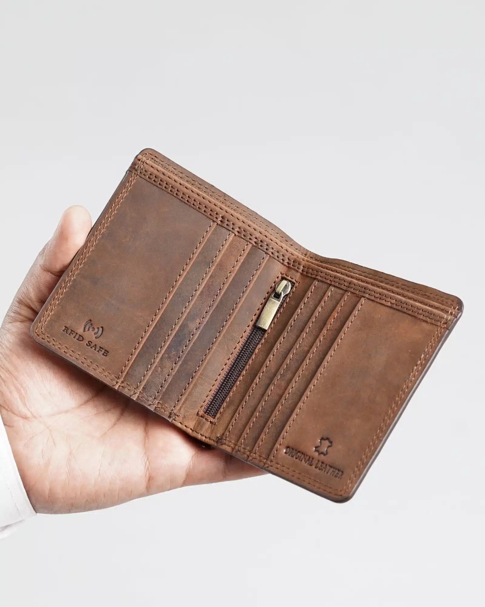 Aubrey - Men’s Original Leather Wallet - Rugged Brown - Image 3