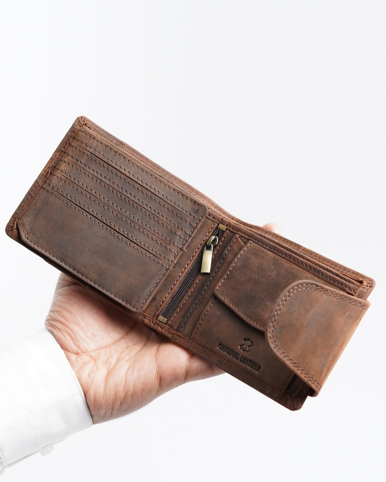 Derby - Men’s Original Leather Wallet (Rugged Series) - Brown - Image 2