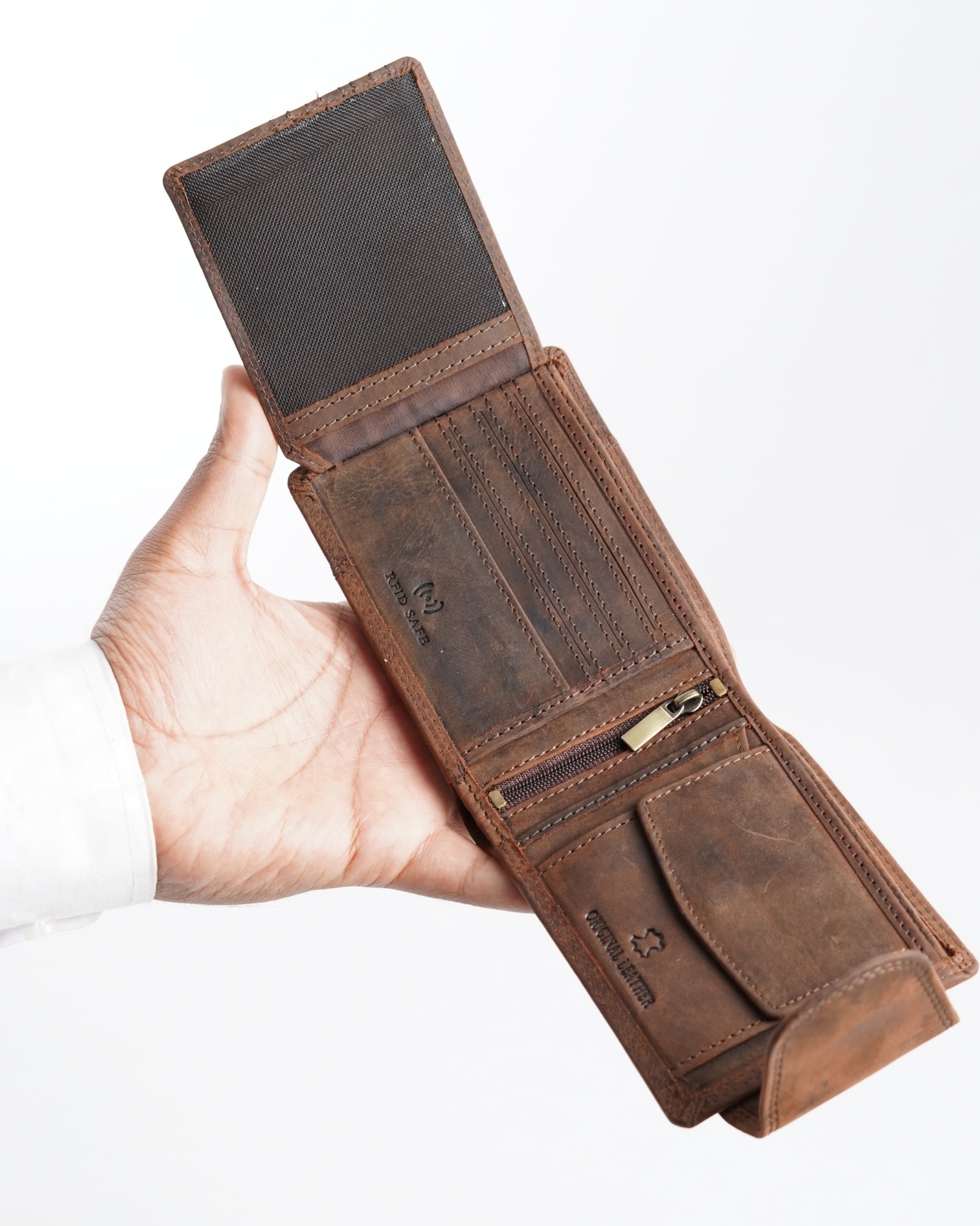 Derby - Men’s Original Leather Wallet (Rugged Series) - Brown - Image 7