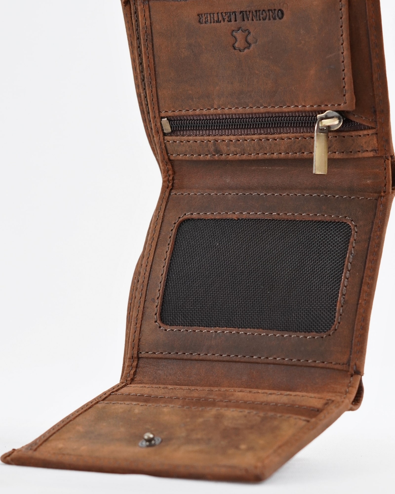 Dublin - Men’s Original Leather Trifold Wallet (Rugged Series) - Brown - Image 4