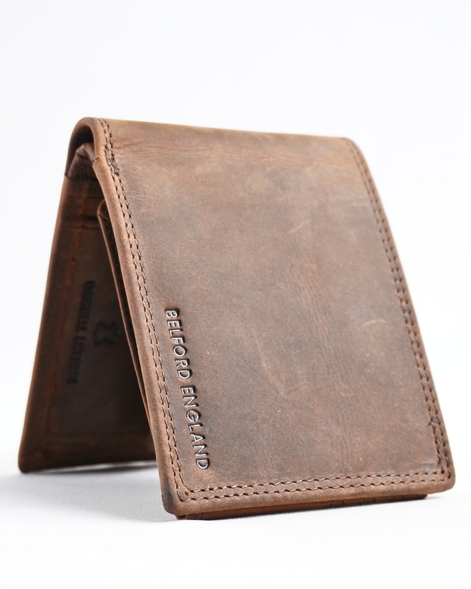 Harvard Men’s Original Leather Wallet (Rugged Series) - Brown - Image 9