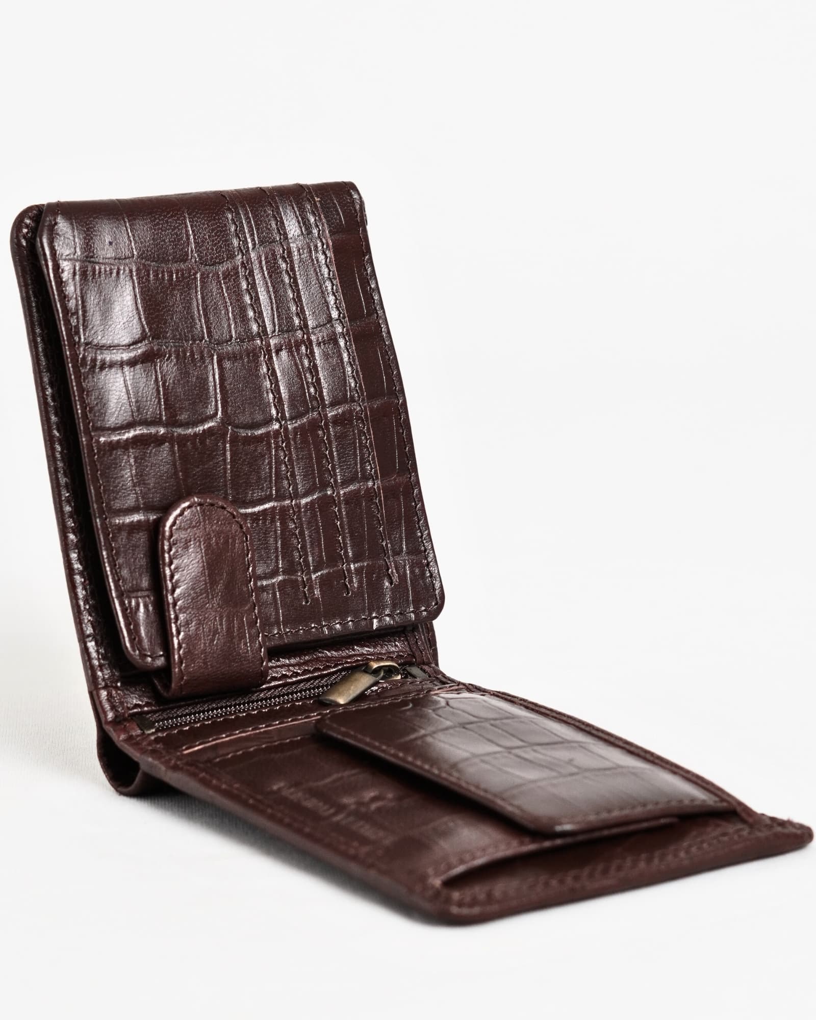 Cambridge Men’s Original Leather Wallet (Croco Cherry) - Image 3