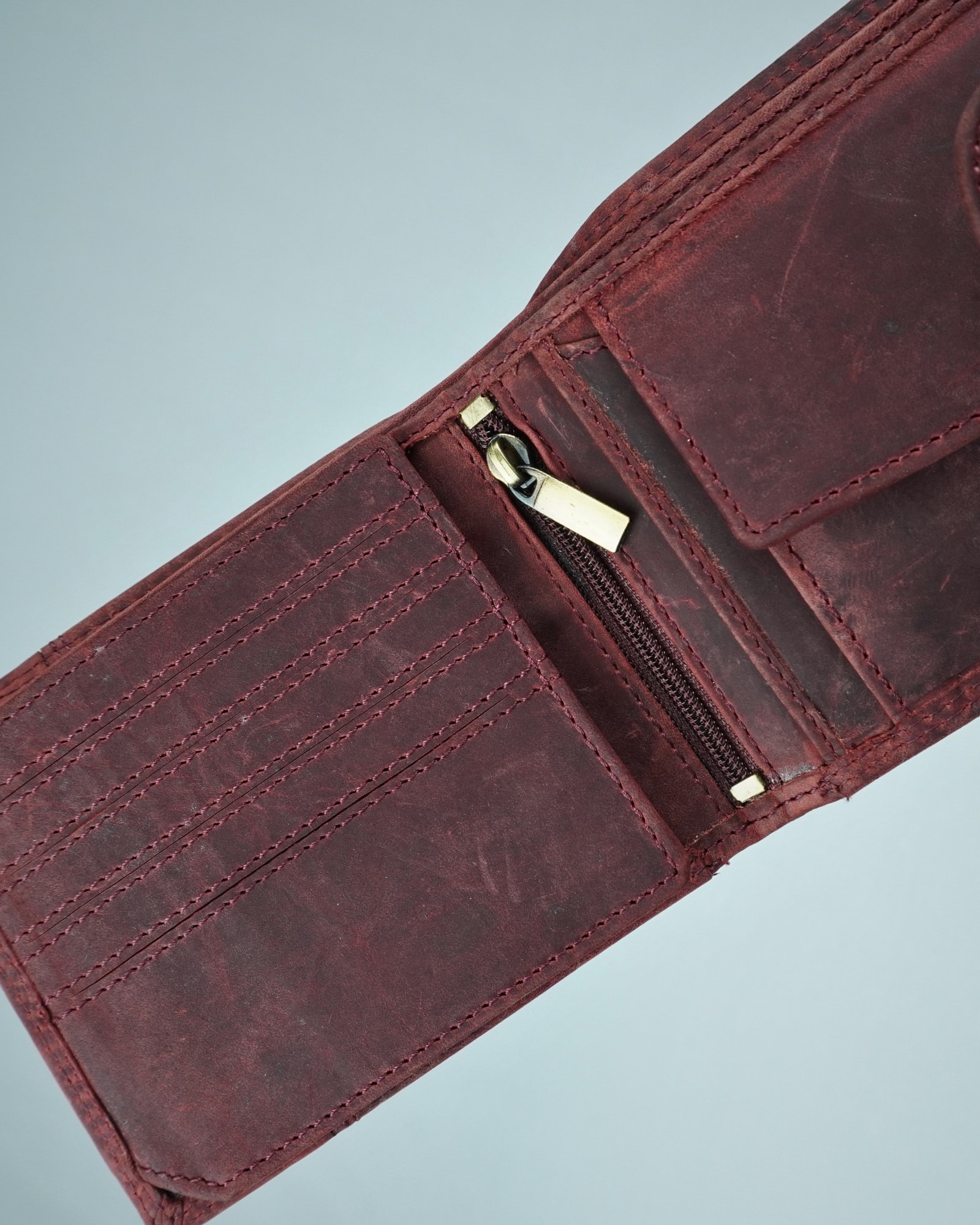 Derby - Men’s Original Leather Wallet (Rugged Cherry) - Image 5