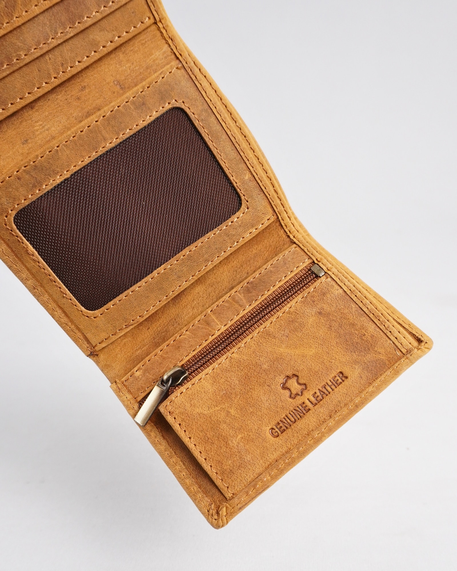 Dublin - Men’s Original Leather Trifold Wallet (Rugged Series) - Tan - Image 6