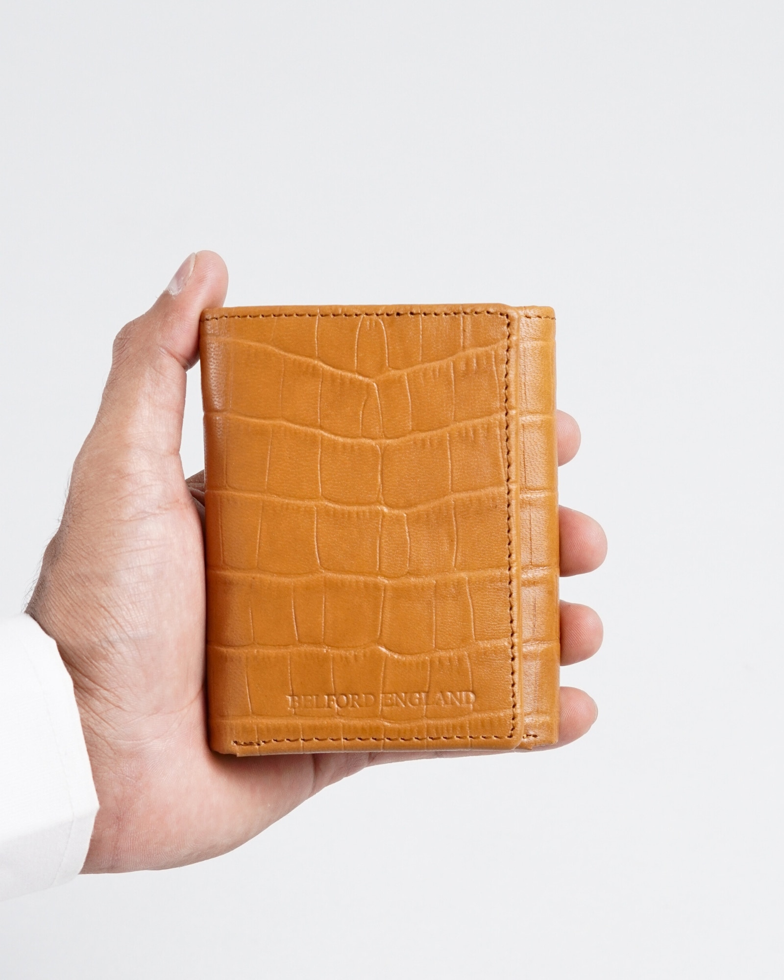 Dublin - Men’s Original Leather Trifold Wallet (Croco Rich Tan) - Image 2