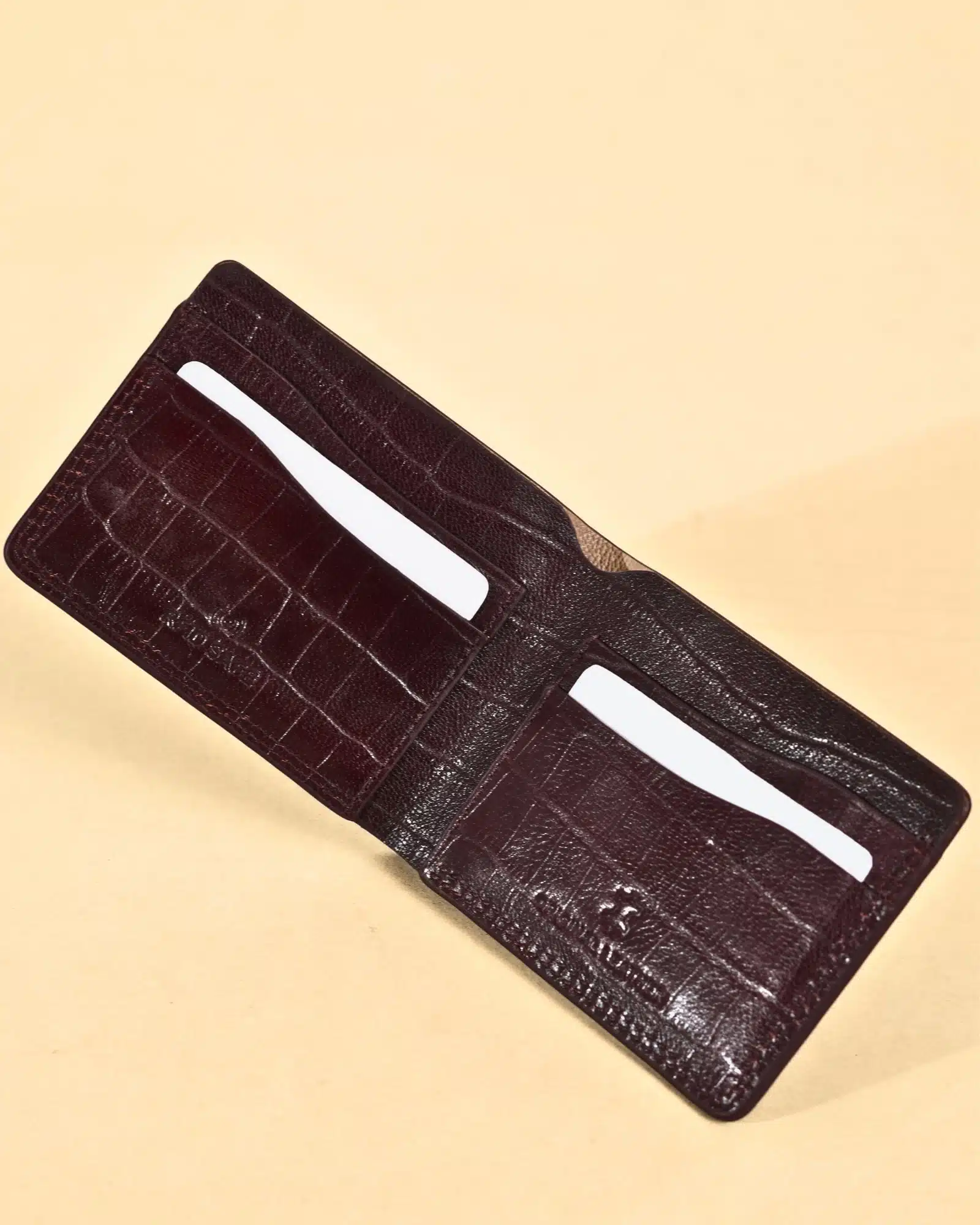Berlin (Sleek Series) - Men’s Original Leather Wallet (Croco Cherry)