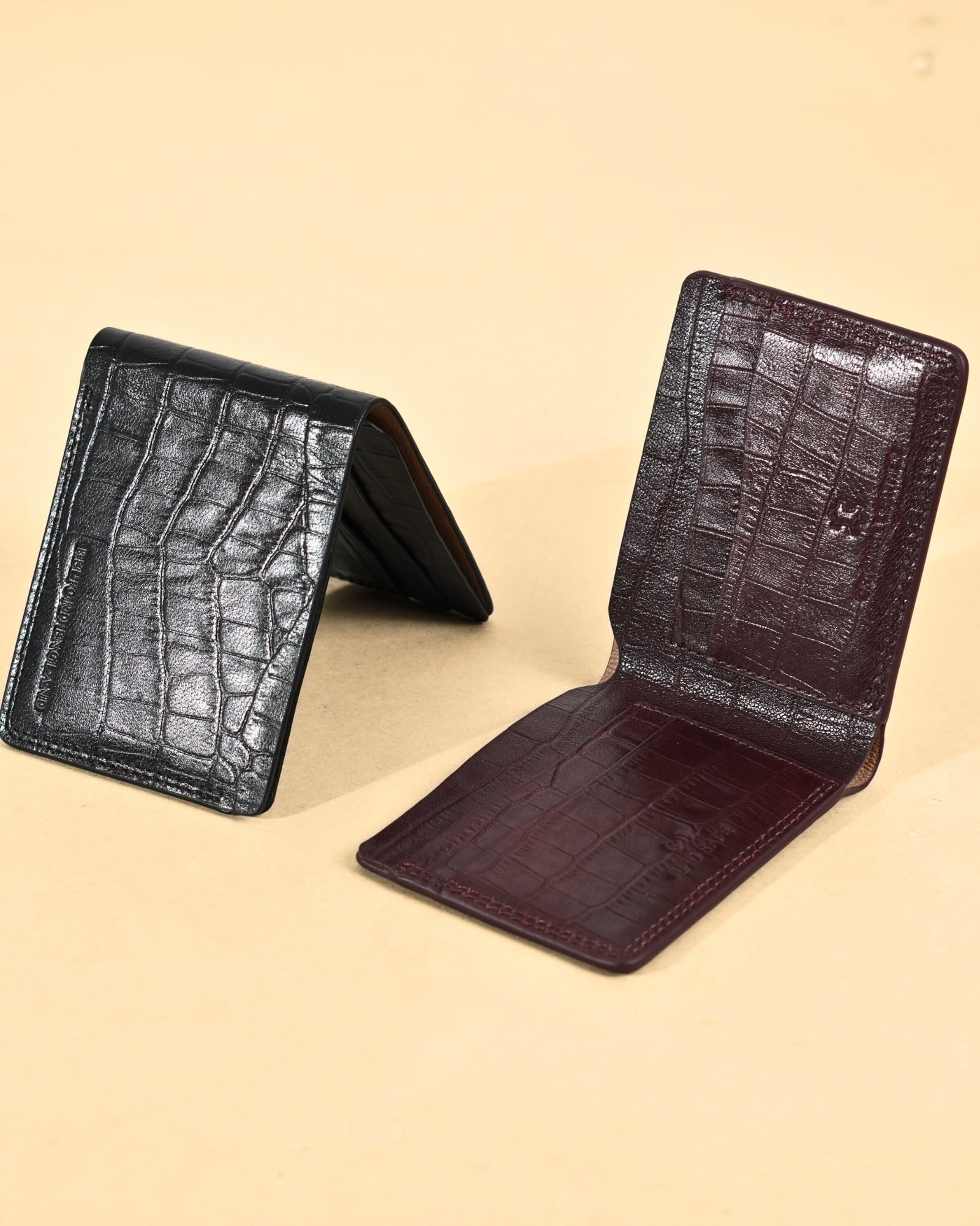Berlin (Sleek Series) - Men’s Original Leather Wallet (Croco Cherry) - Image 3