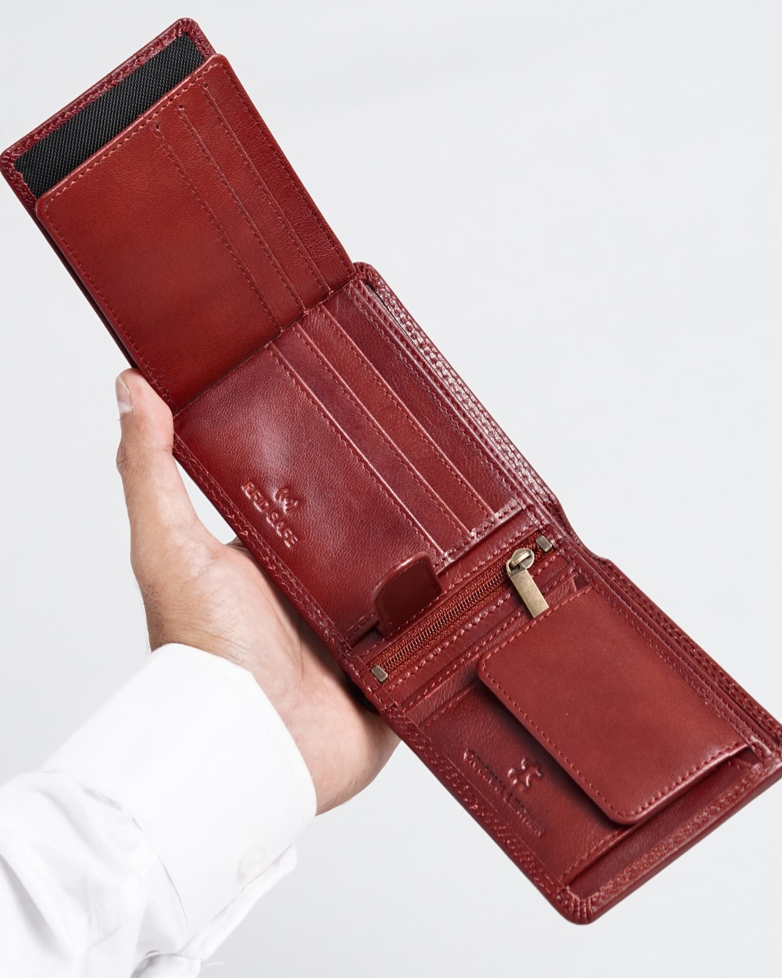 Harvard Men’s Original Leather Wallet (Brown & Cherry Blend) - Image 5