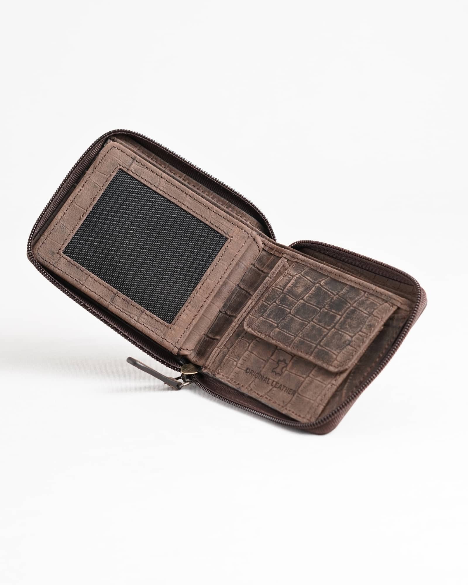 Tokyo Men’s Original Leather Wallet (Croco Rugged Brown) - Image 2