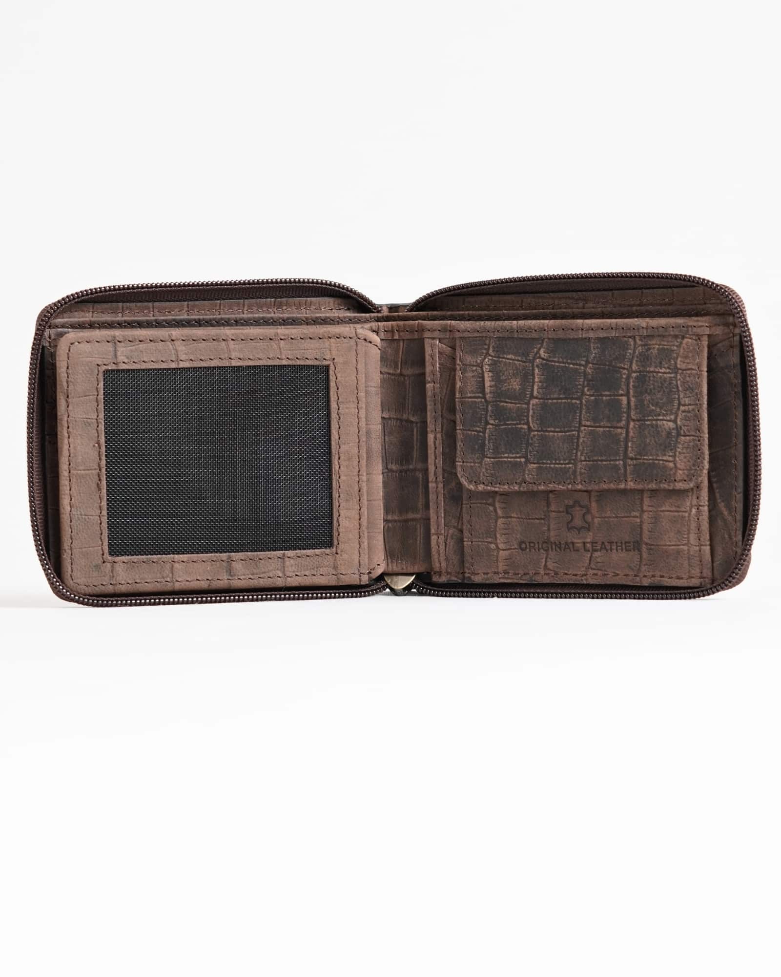 Tokyo Men’s Original Leather Wallet (Croco Rugged Brown) - Image 5