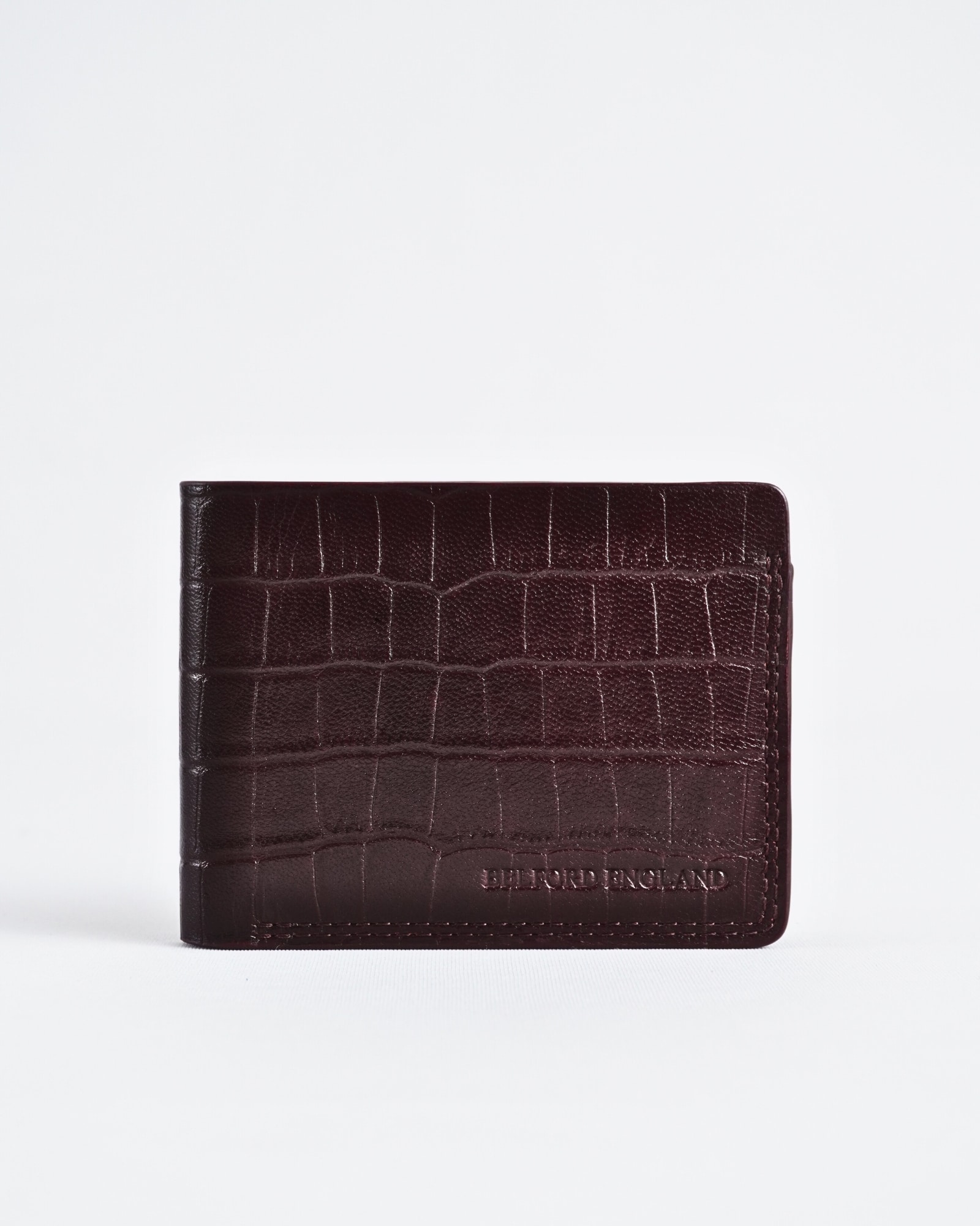Berlin  (Sleek Series) - Men’s Original Leather Wallet - Croco Cherry - Image 7