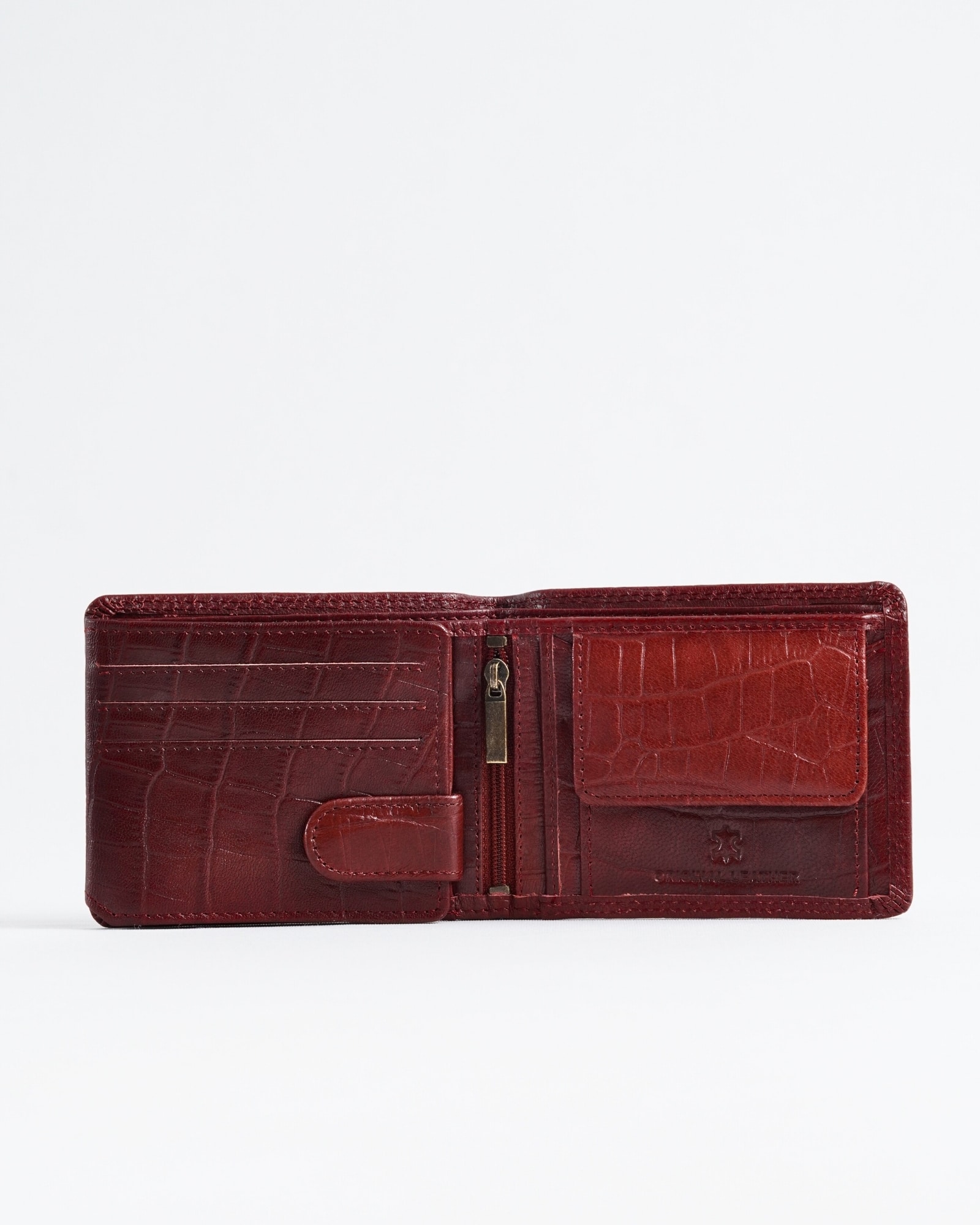 Cambridge Men’s Original Leather Wallet (Croco Cherry & Brown Blend ) - Image 2