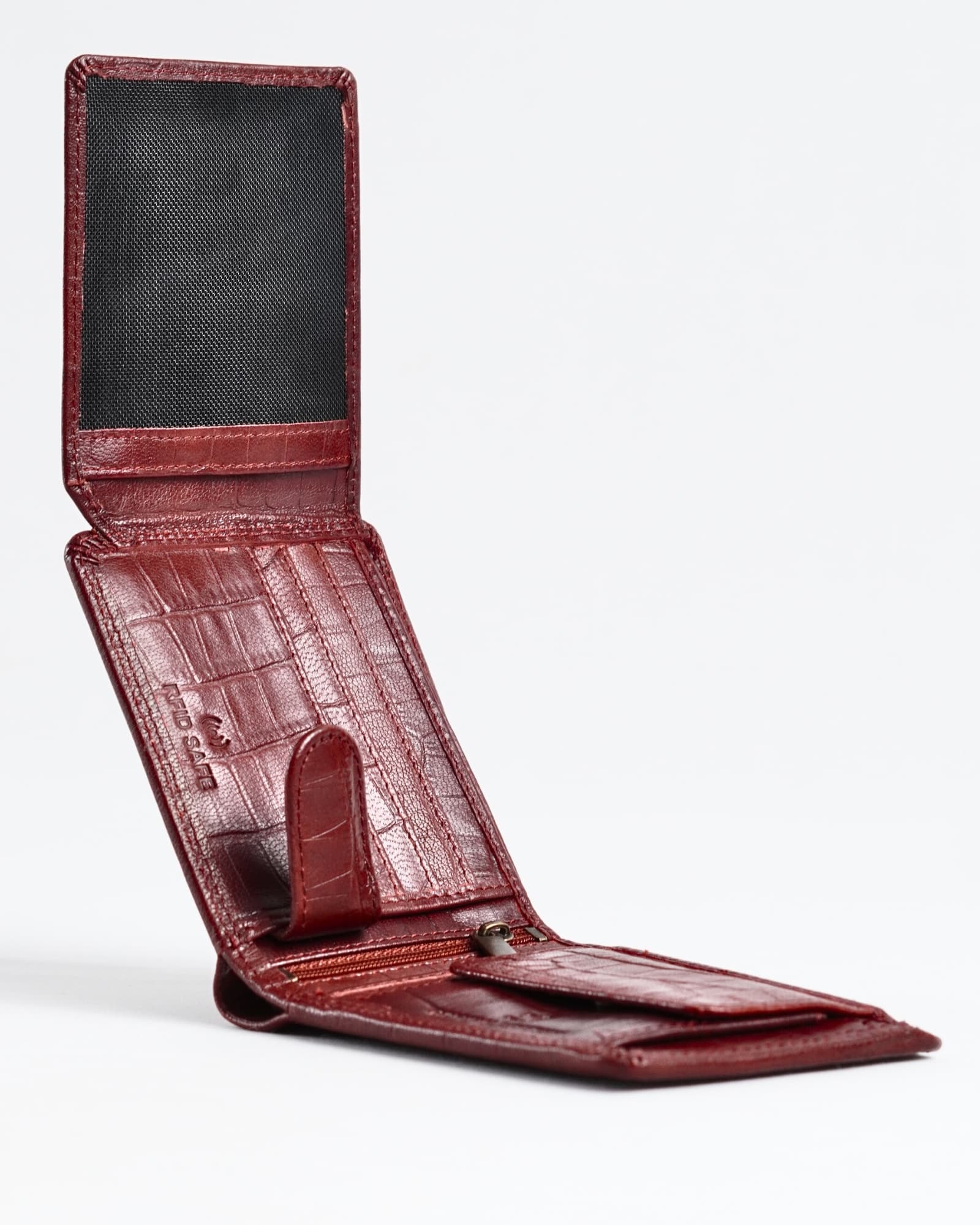 Cambridge Men’s Original Leather Wallet (Croco Cherry & Brown Blend ) - Image 3