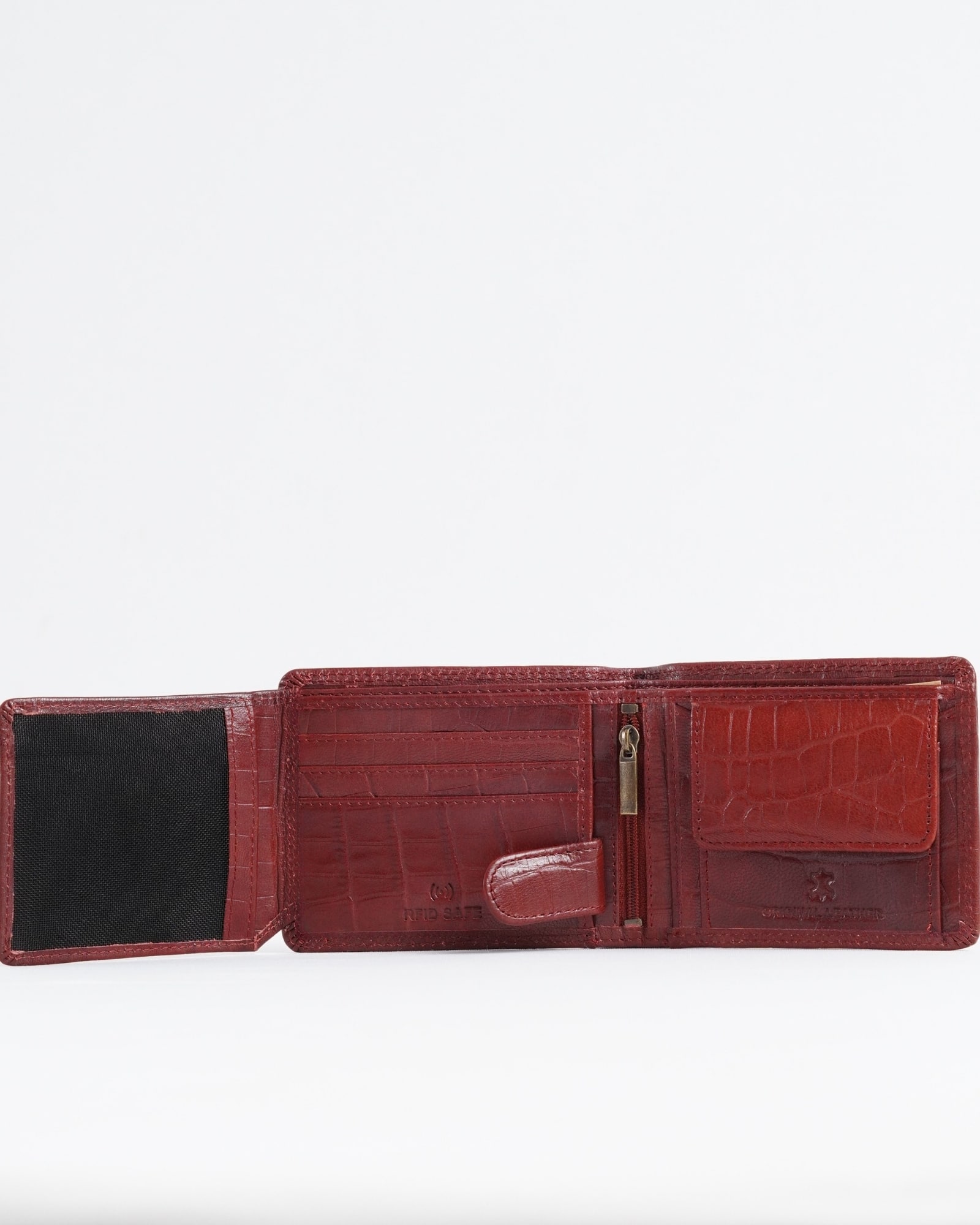 Cambridge Men’s Original Leather Wallet (Croco Cherry & Brown Blend ) - Image 4