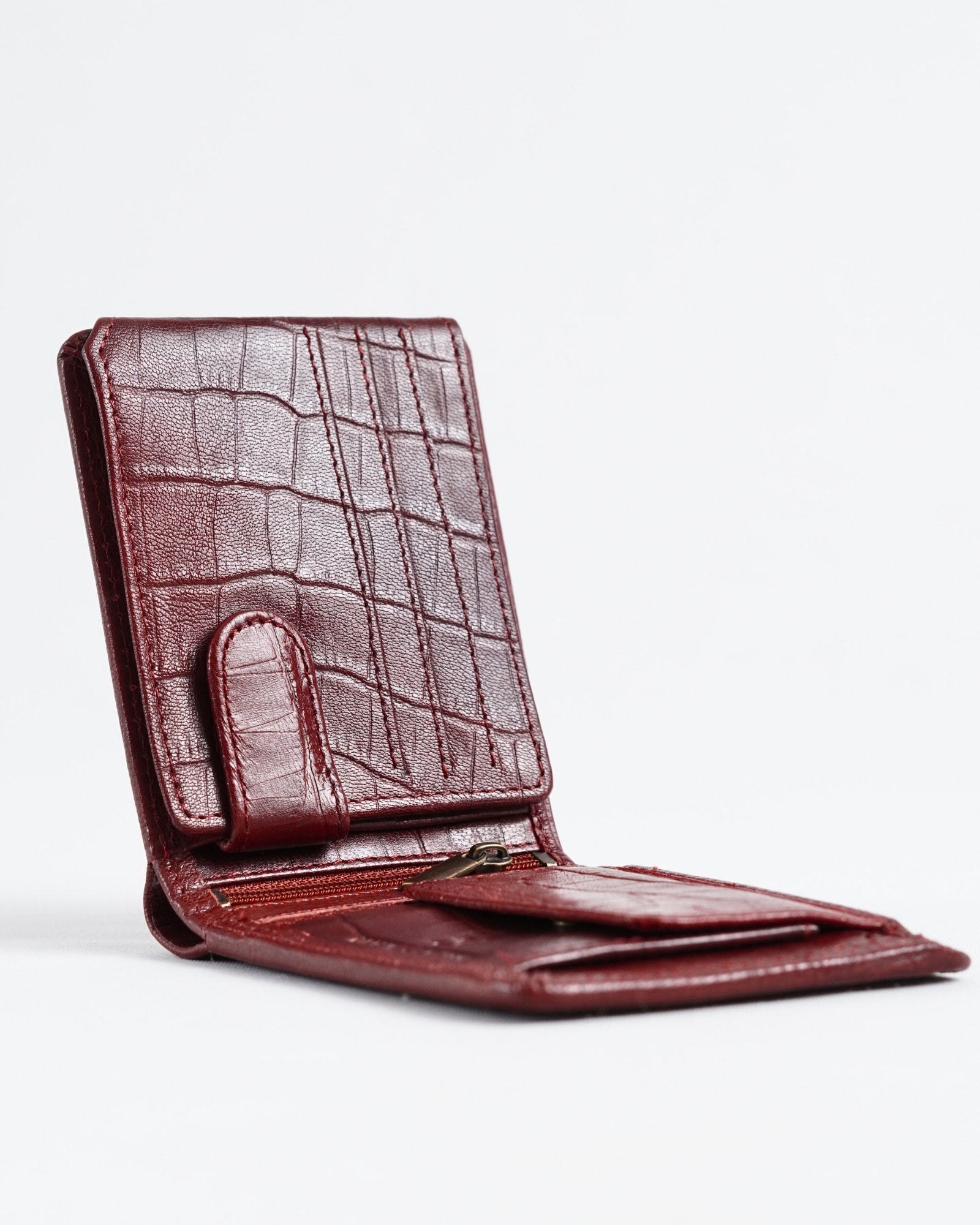 Cambridge Men’s Original Leather Wallet (Croco Cherry & Brown Blend ) - Image 7