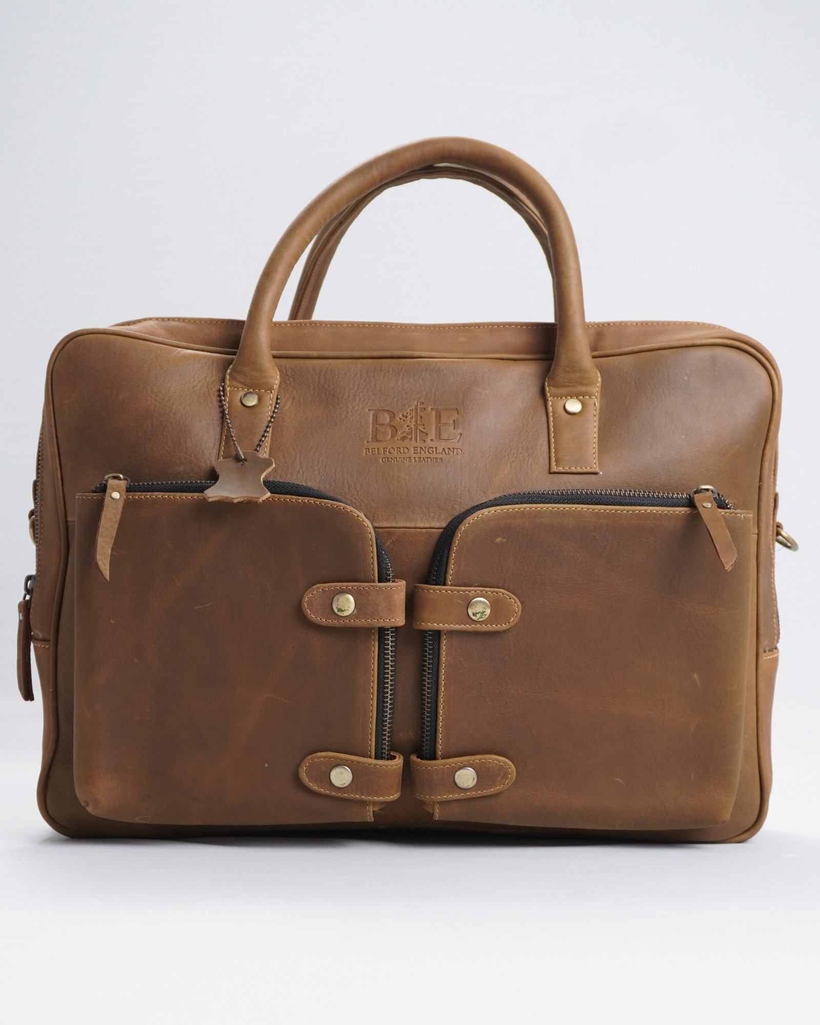 Crown Edition - Men's Executive 100% Original Leather Large Briefcase - Luxury Brown - Image 2