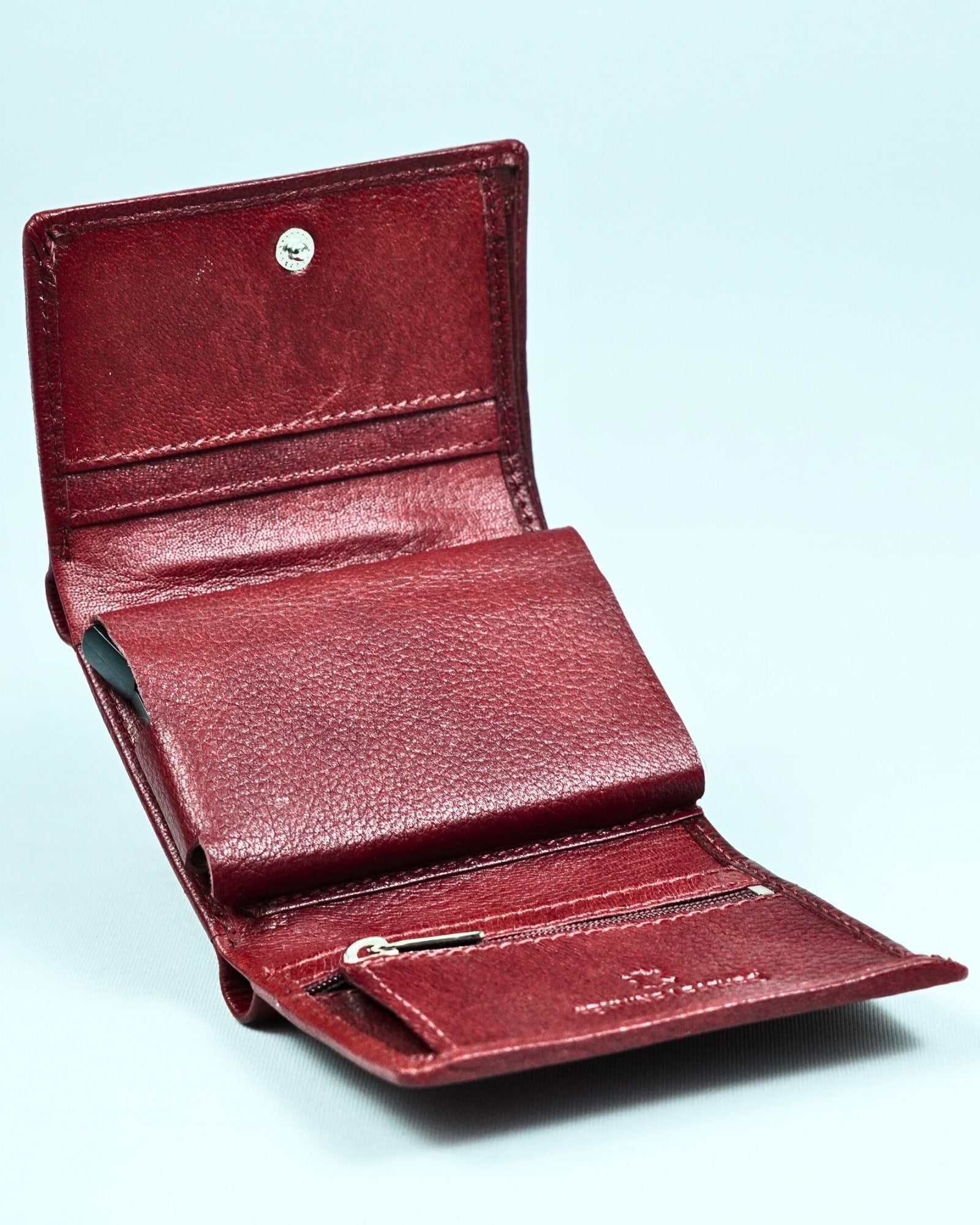 Detroit - Men’s Original Leather [Smart Card Pop UP] Wallet (Brown & Cherry Blend) - Image 2