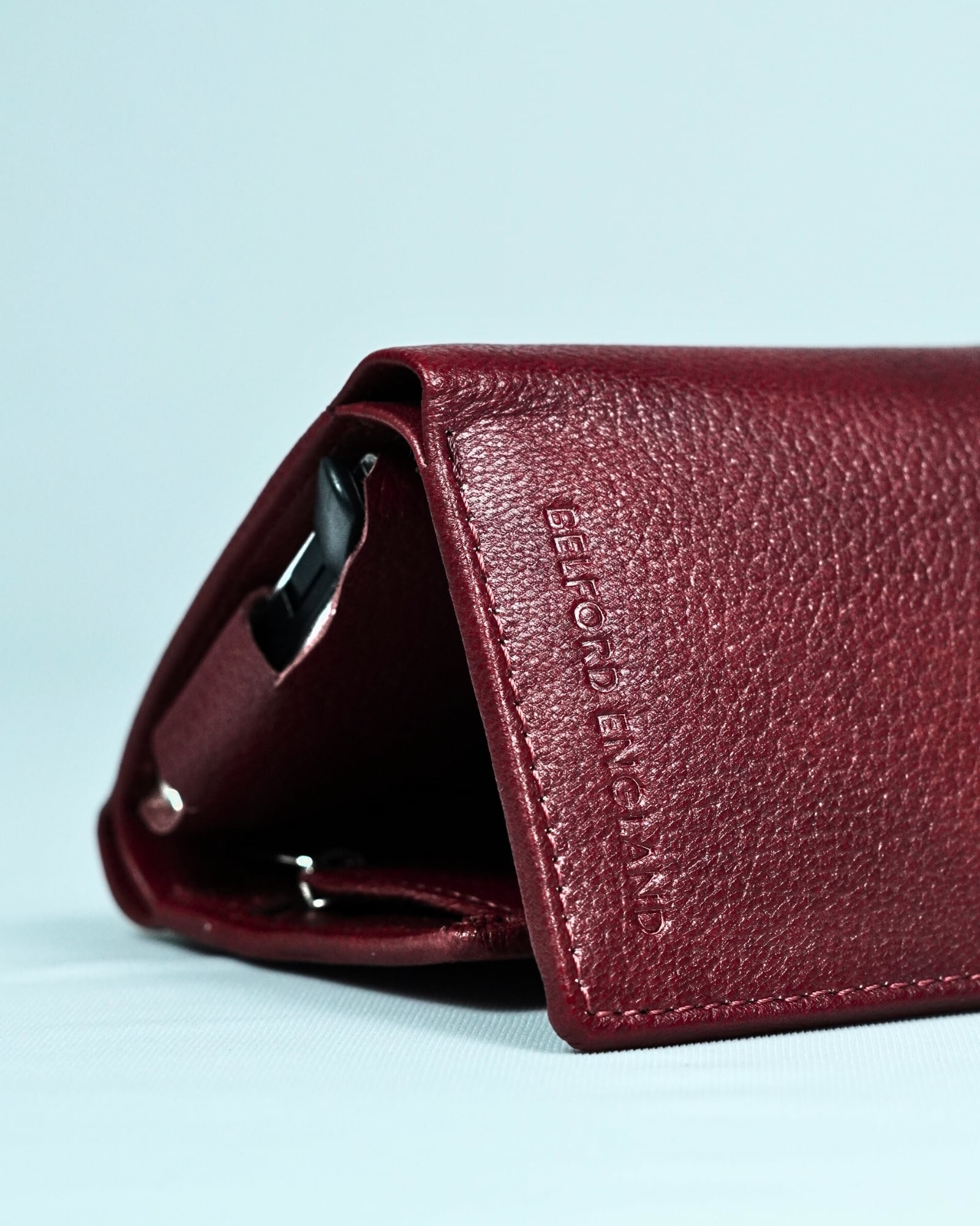 Detroit - Men’s Original Leather [Smart Card Pop UP] Wallet (Brown & Cherry Blend) - Image 5