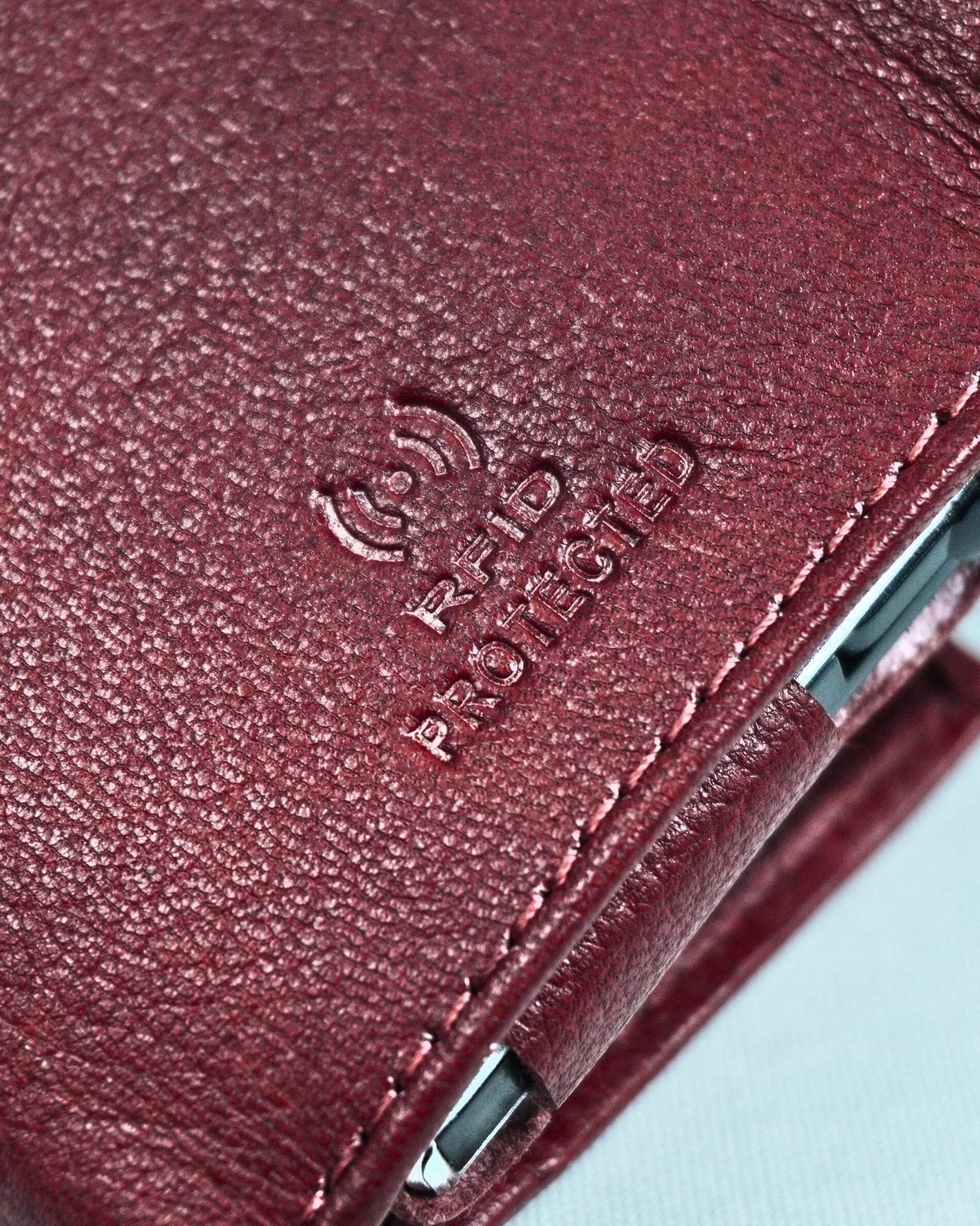 Detroit - Men’s Original Leather [Smart Card Pop UP] Wallet (Brown & Cherry Blend) - Image 8