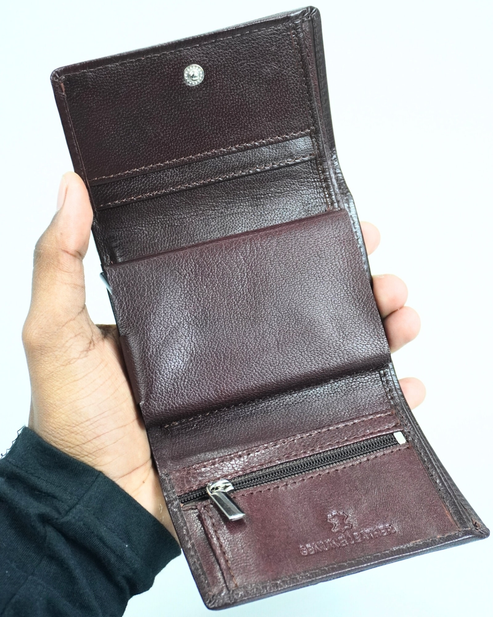 Detroit - Men’s Original Leather [Smart Card Pop UP]  Wallet (Cherry) - Image 2
