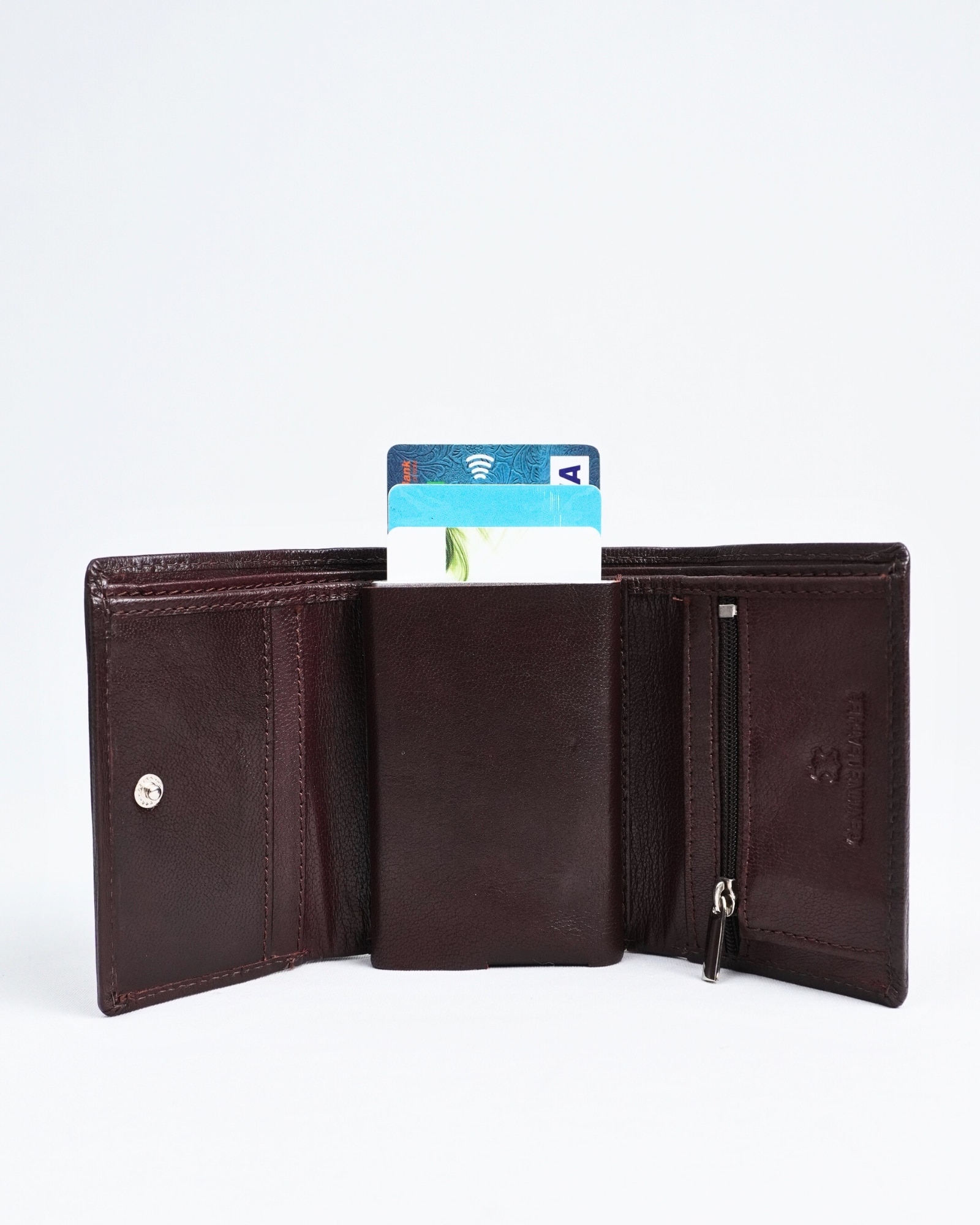 Detroit - Men’s Original Leather [Smart Card Pop UP]  Wallet (Cherry) - Image 3
