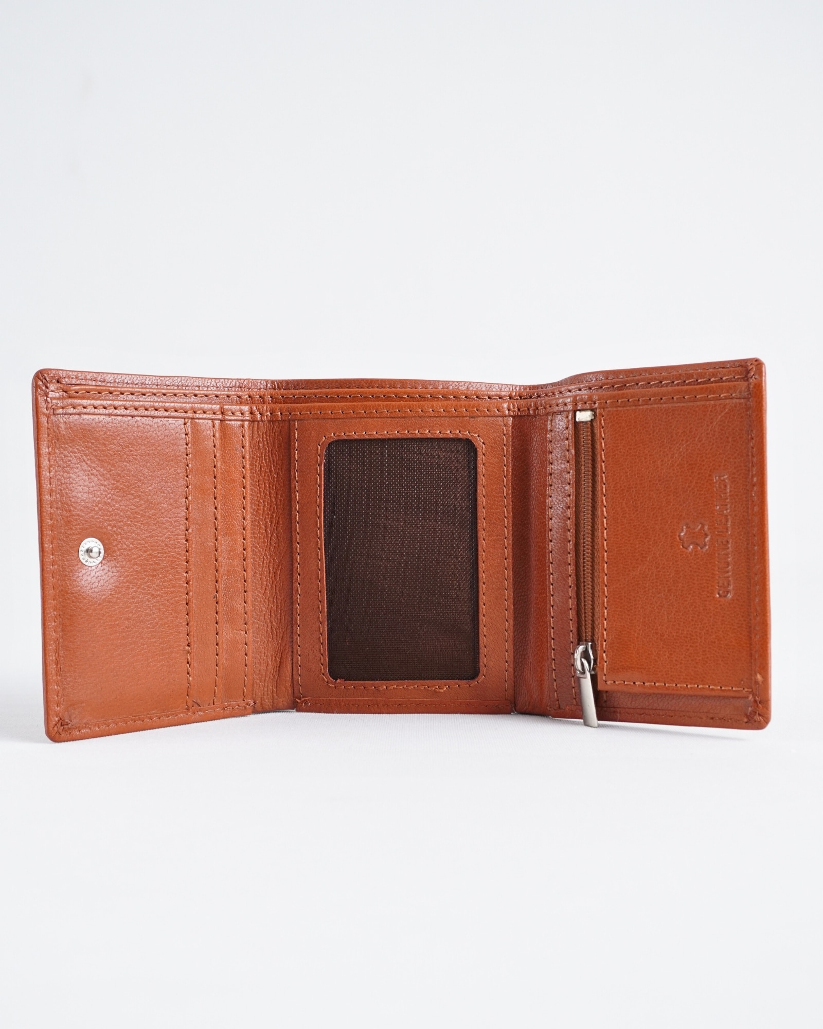 Dublin - Men’s Original Leather Trifold Wallet (Cognac) - Image 4