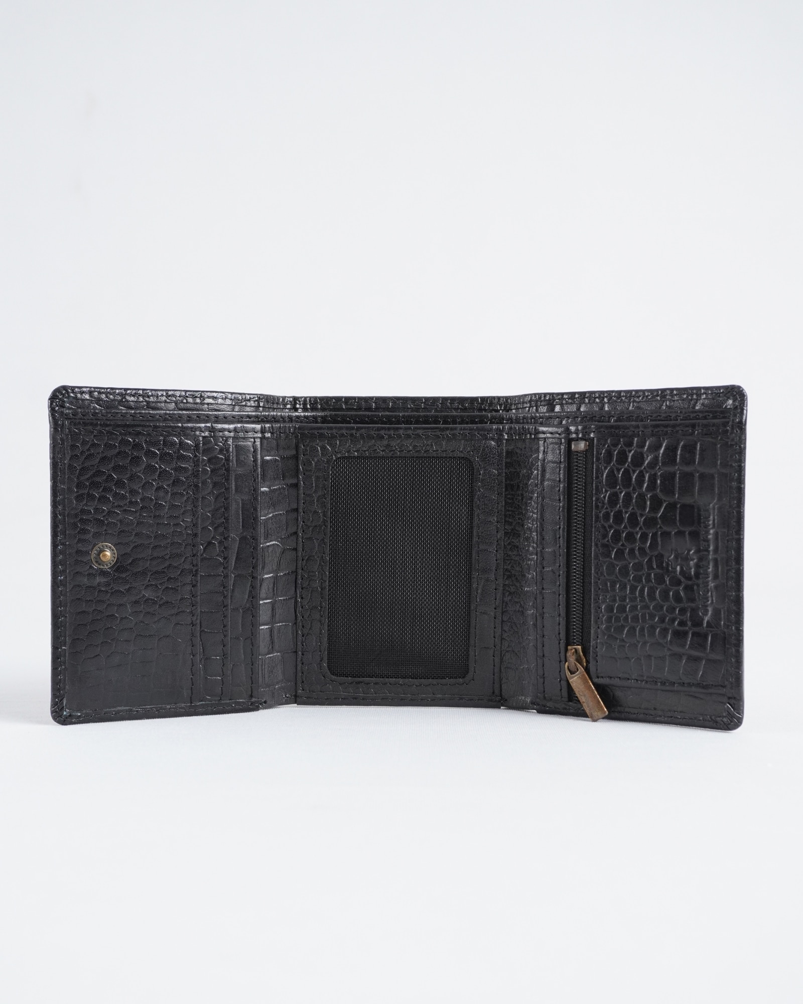 Dublin - Men’s Original Leather Trifold Wallet (Croco Black) - Image 2