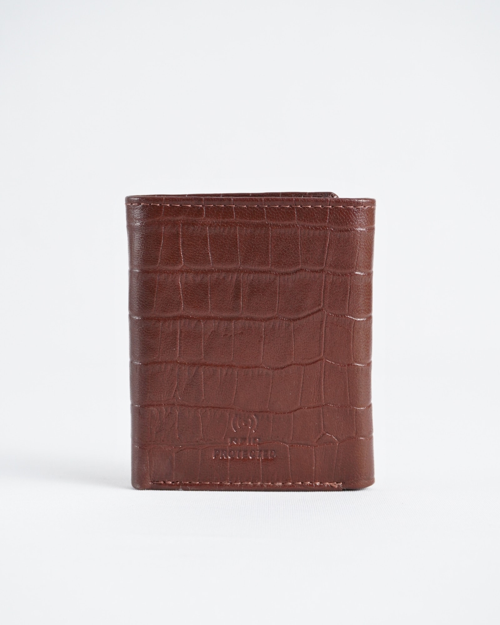 Dublin - Men’s Original Leather Trifold Wallet (Croco Rich Brown) - Image 3