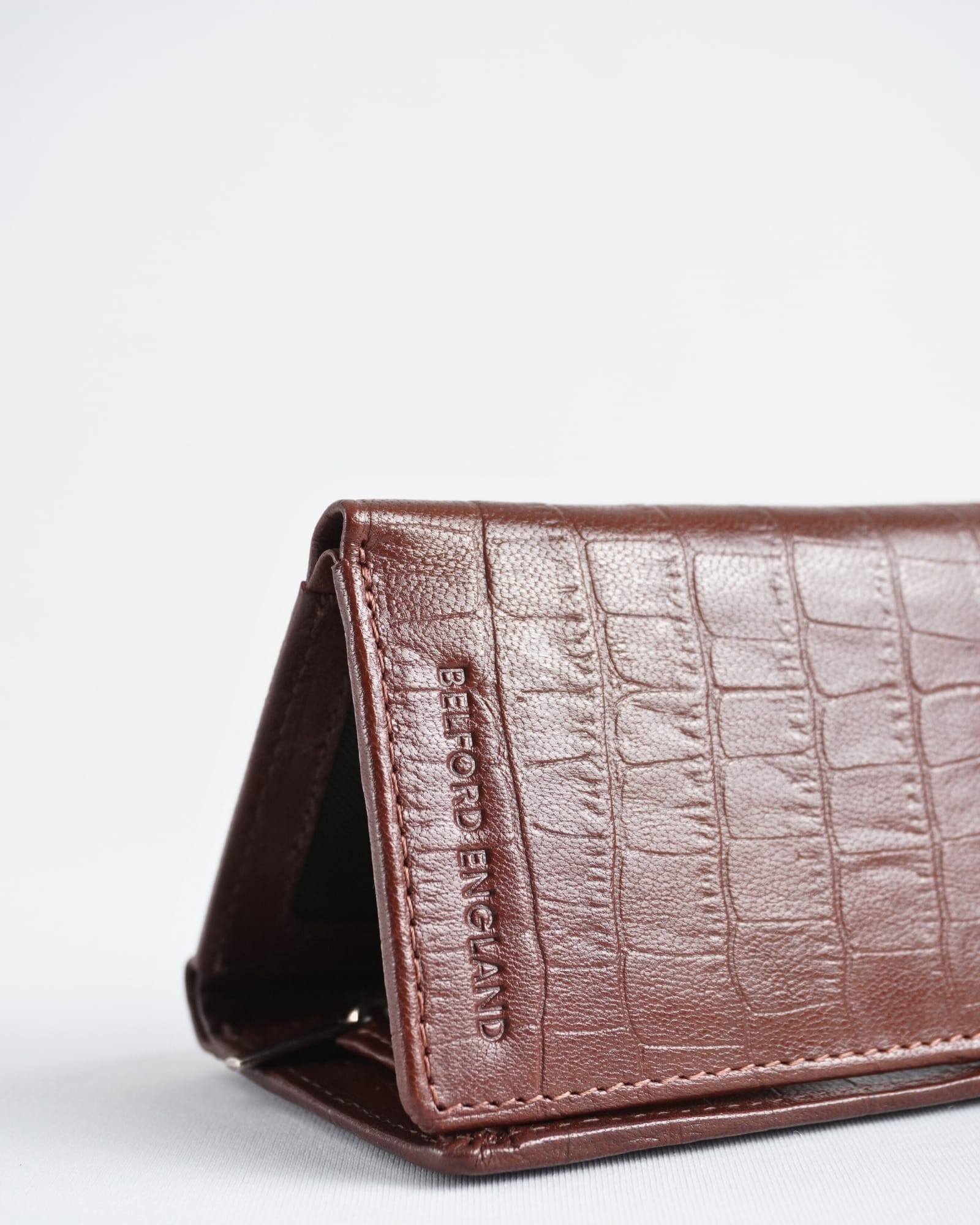 Dublin - Men’s Original Leather Trifold Wallet (Croco Rich Brown) - Image 9