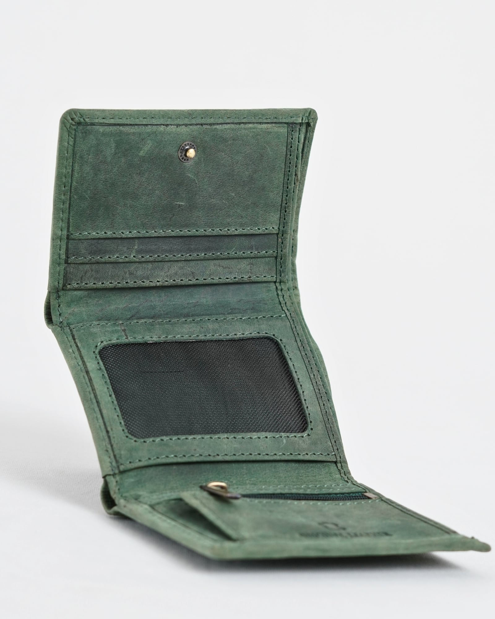 Dublin - Men’s Original Leather Trifold Wallet (Rugged Green) - Image 2