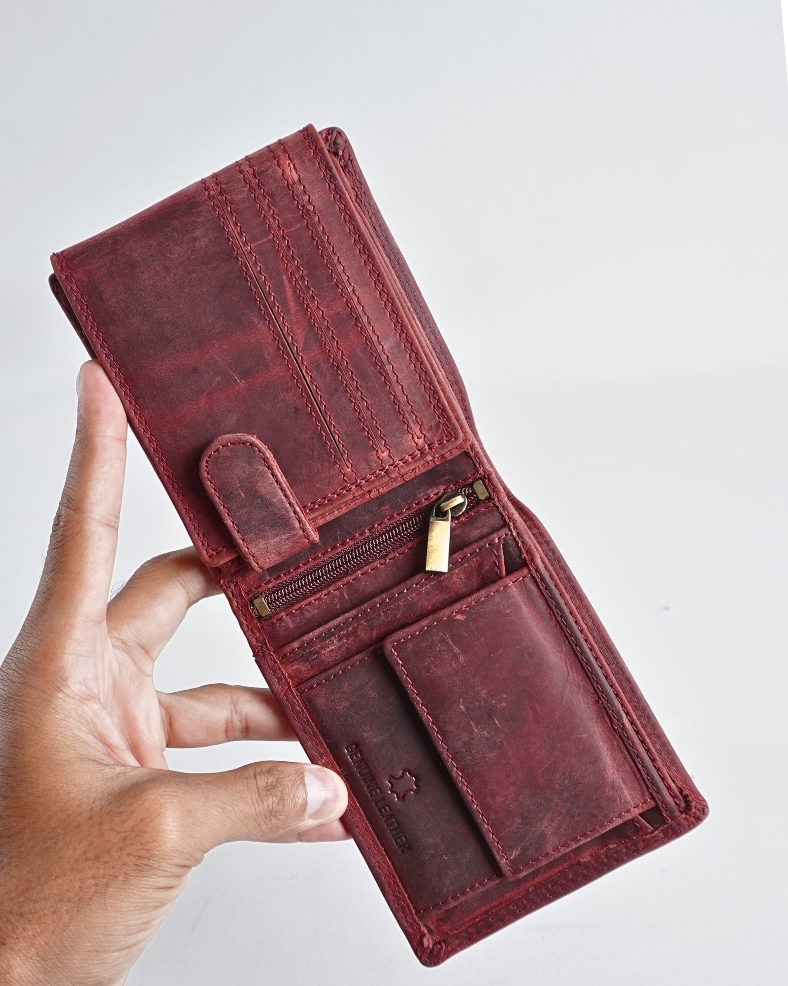 Harvard Men’s Original Soft Leather Wallet (Rugged Cherry) - Image 3
