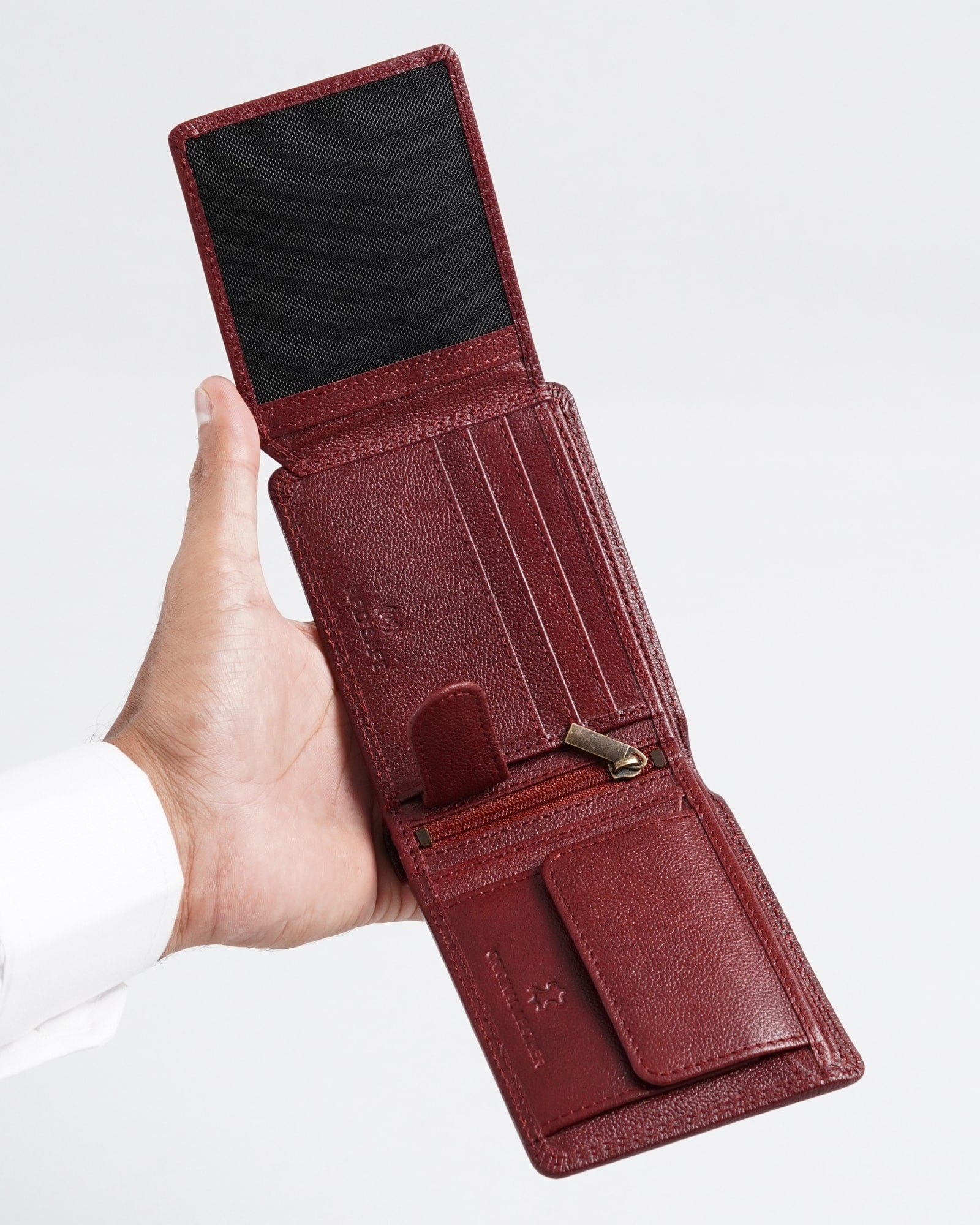 Cambridge Men’s Original Leather Wallet (Brown & Cherry Blend) - Image 10