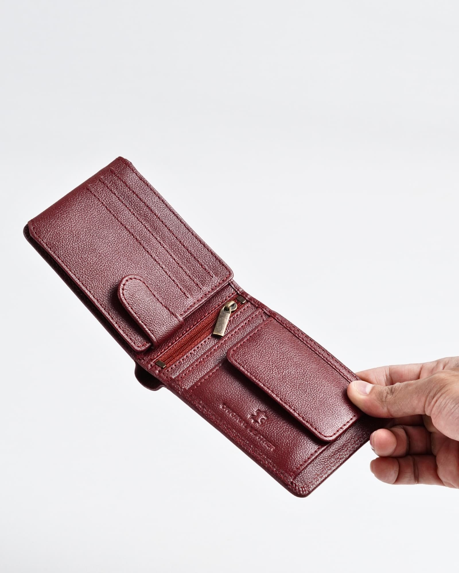 Cambridge Men’s Original Leather Wallet (Brown & Cherry Blend) - Image 2