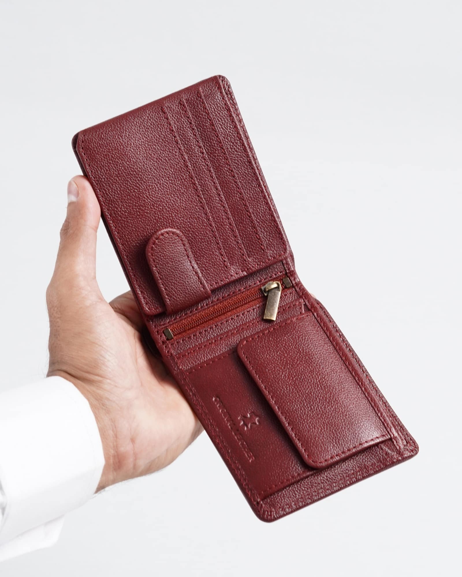 Cambridge Men’s Original Leather Wallet (Brown & Cherry Blend) - Image 9