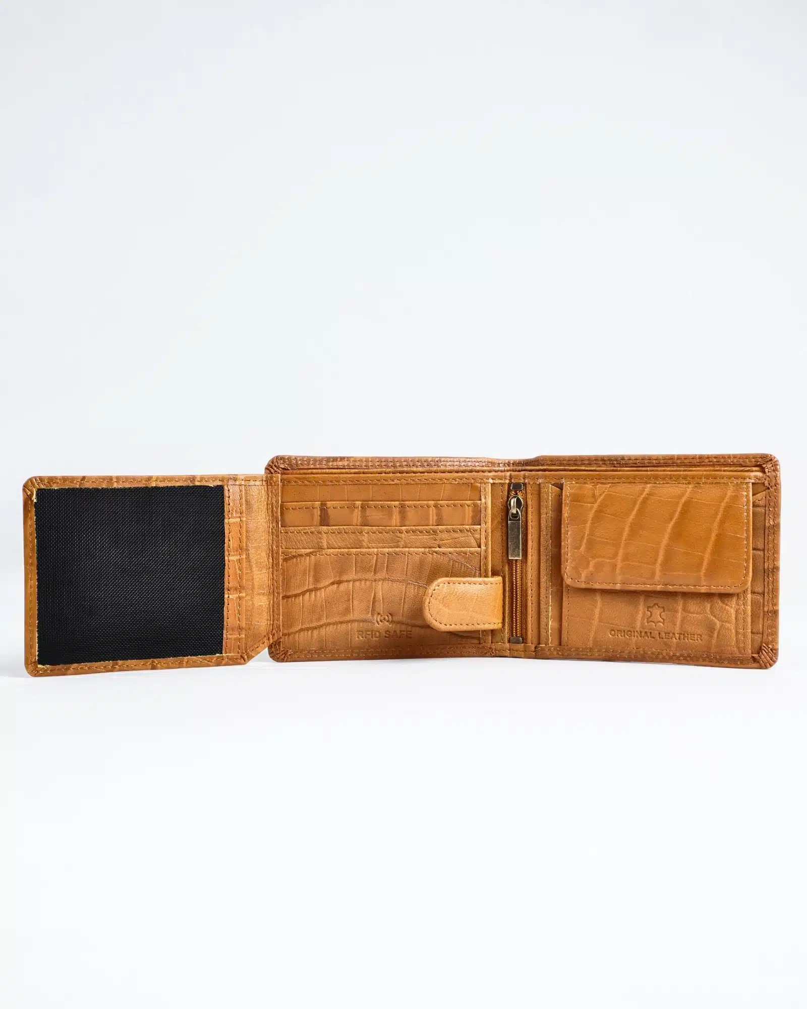 Cambridge Men’s Original Leather Wallet (Croco Rich Tan) - Image 2
