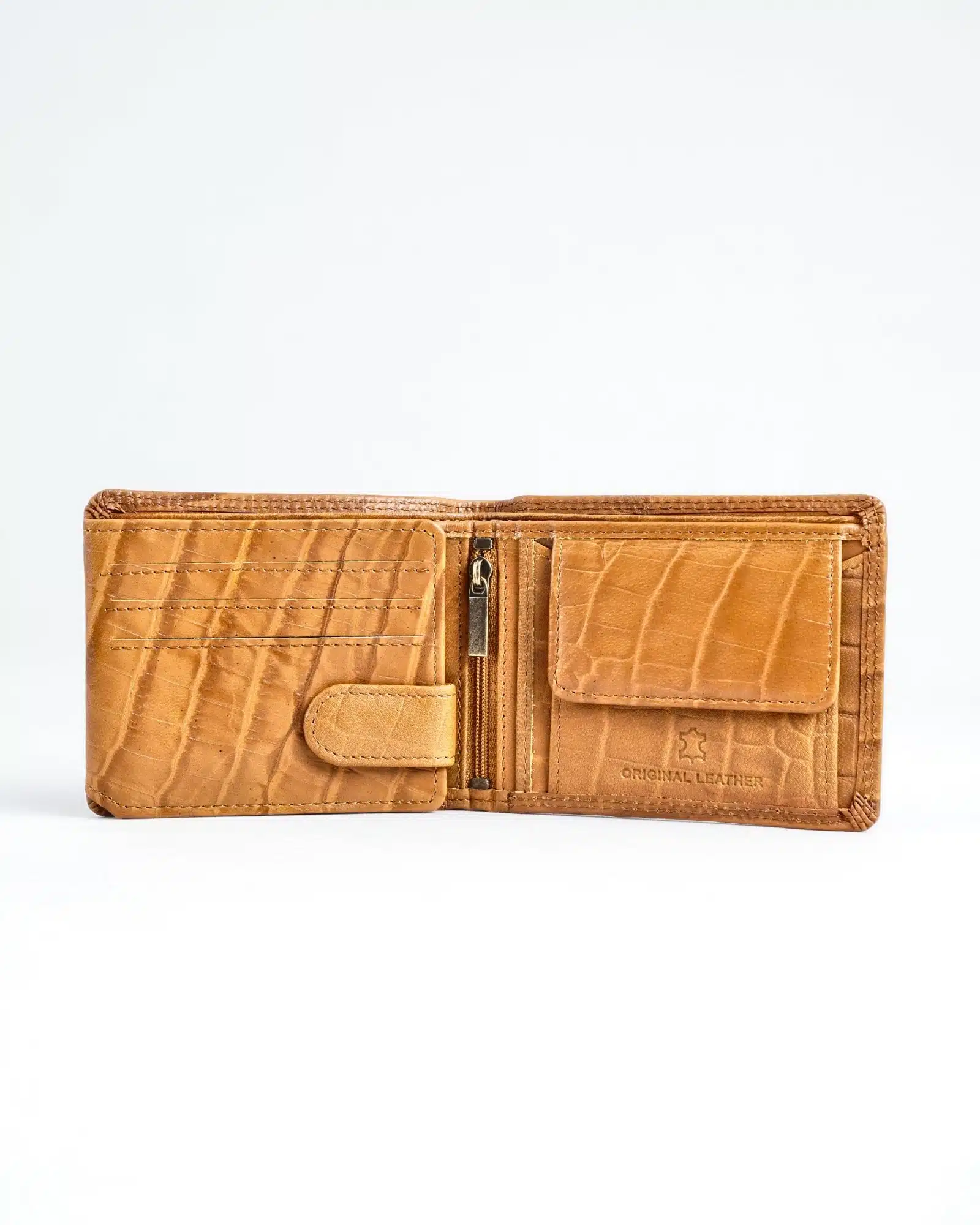 Cambridge Men’s Original Leather Wallet (Croco Rich Tan) - Image 4