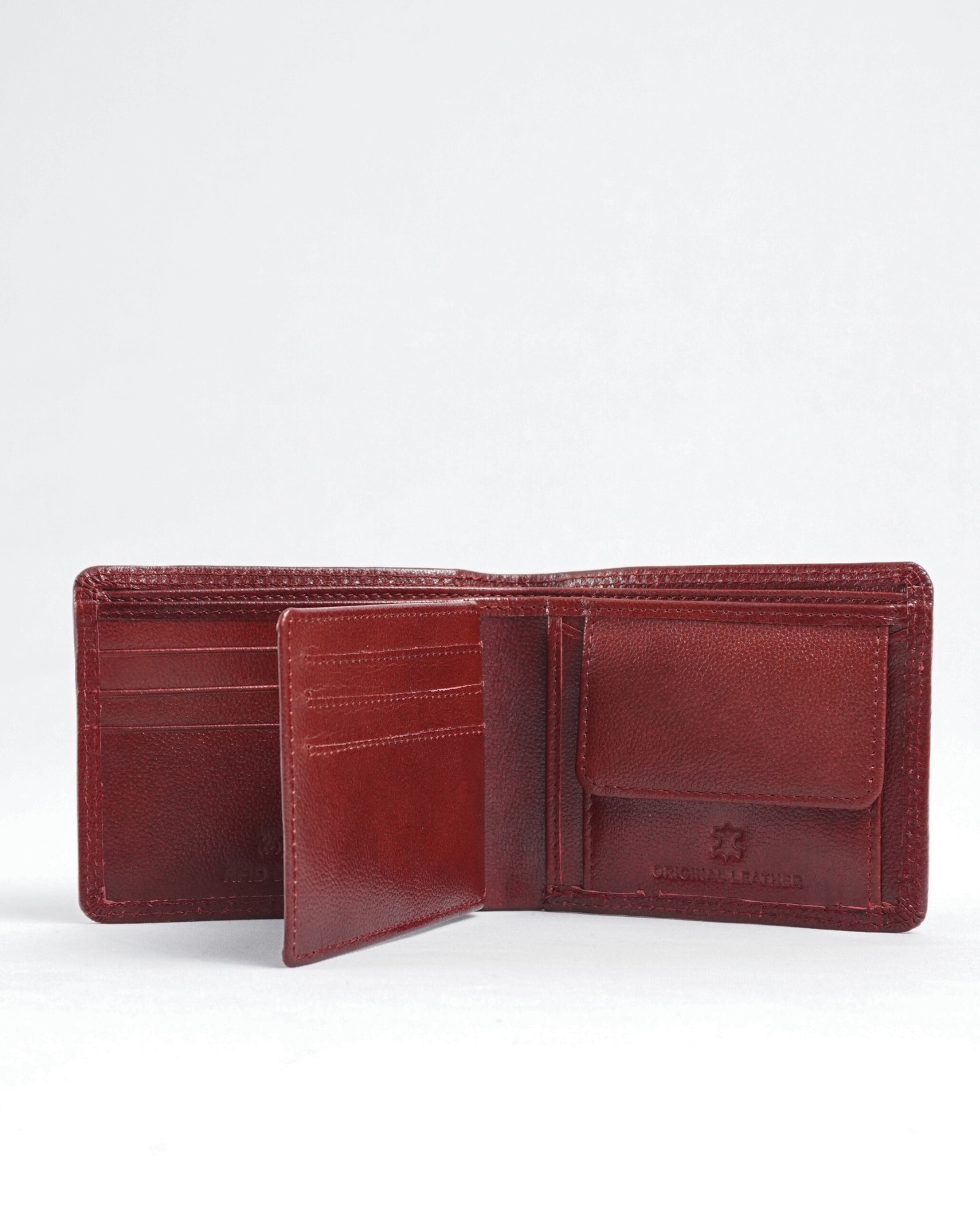 Hudson Men’s Original Leather Wallet (Brown & Cherry Blend) - Image 3