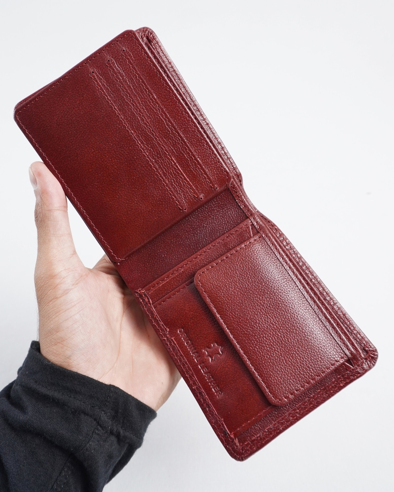 Hudson Men’s Original Leather Wallet (Brown & Cherry Blend) - Image 6