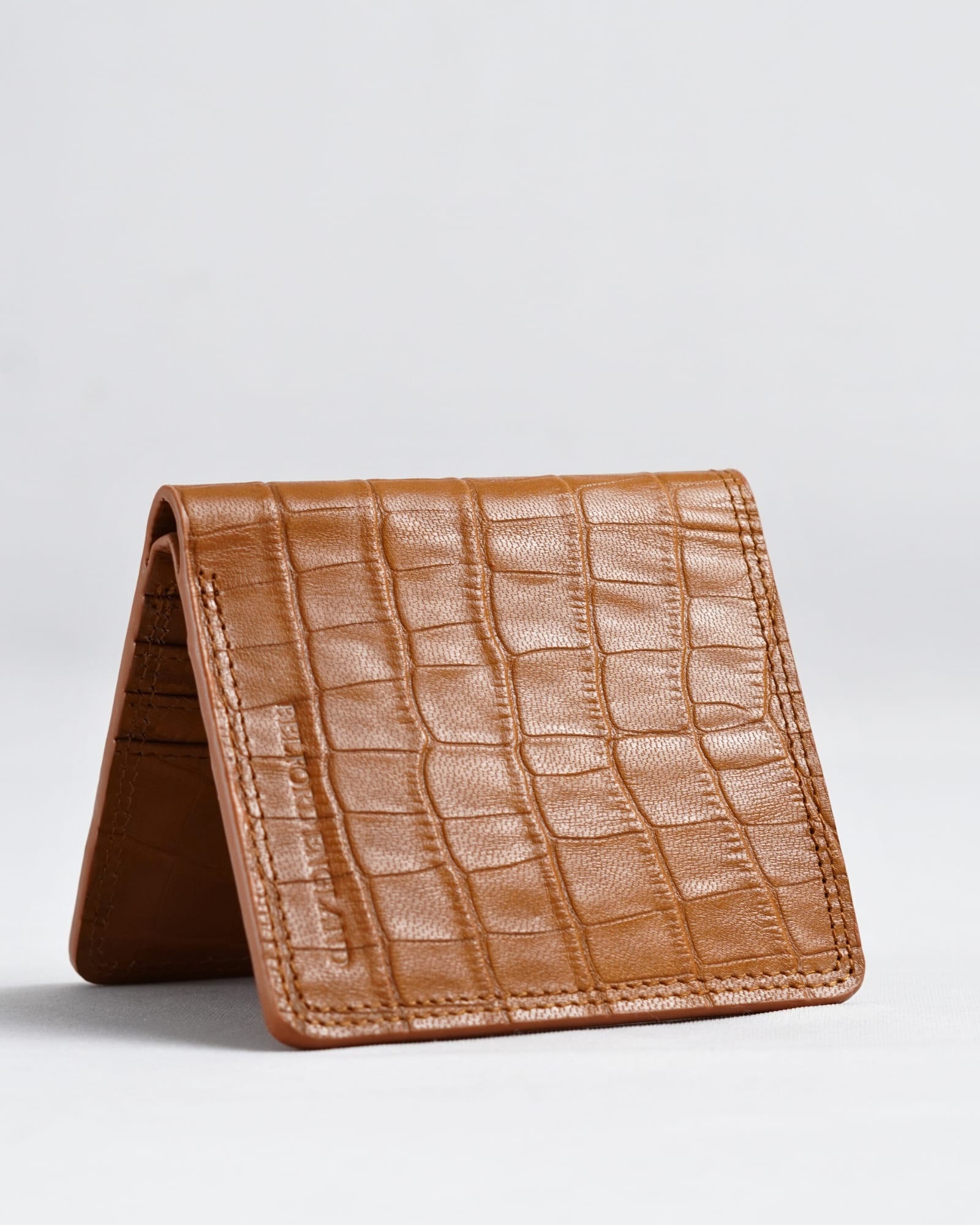 Aubrey - Men’s Original Leather Wallet (Croco Almond Brown) - Image 3