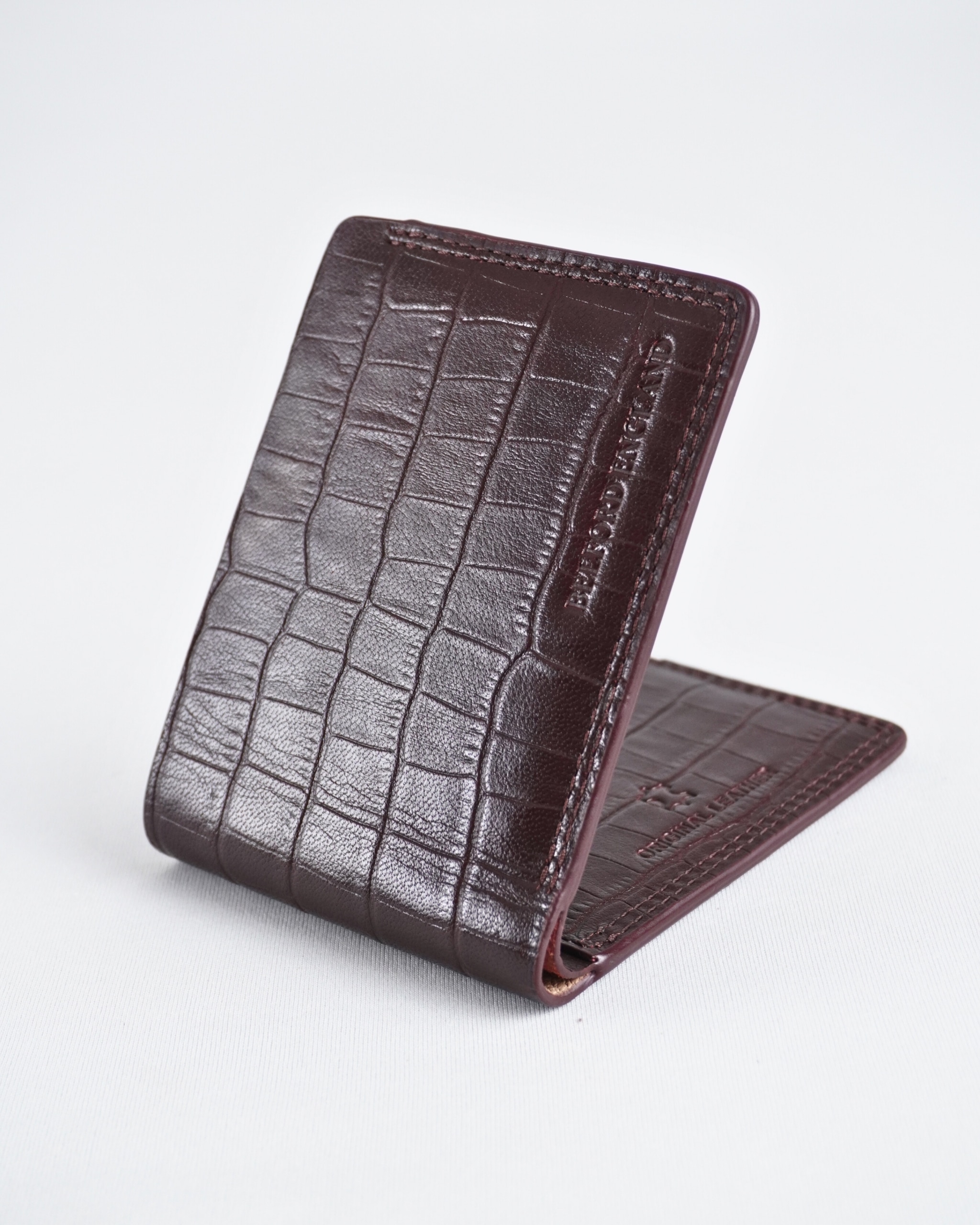 Berlin (Sleek Series) - Men’s Original Leather Wallet (Croco Cherry) - Image 7