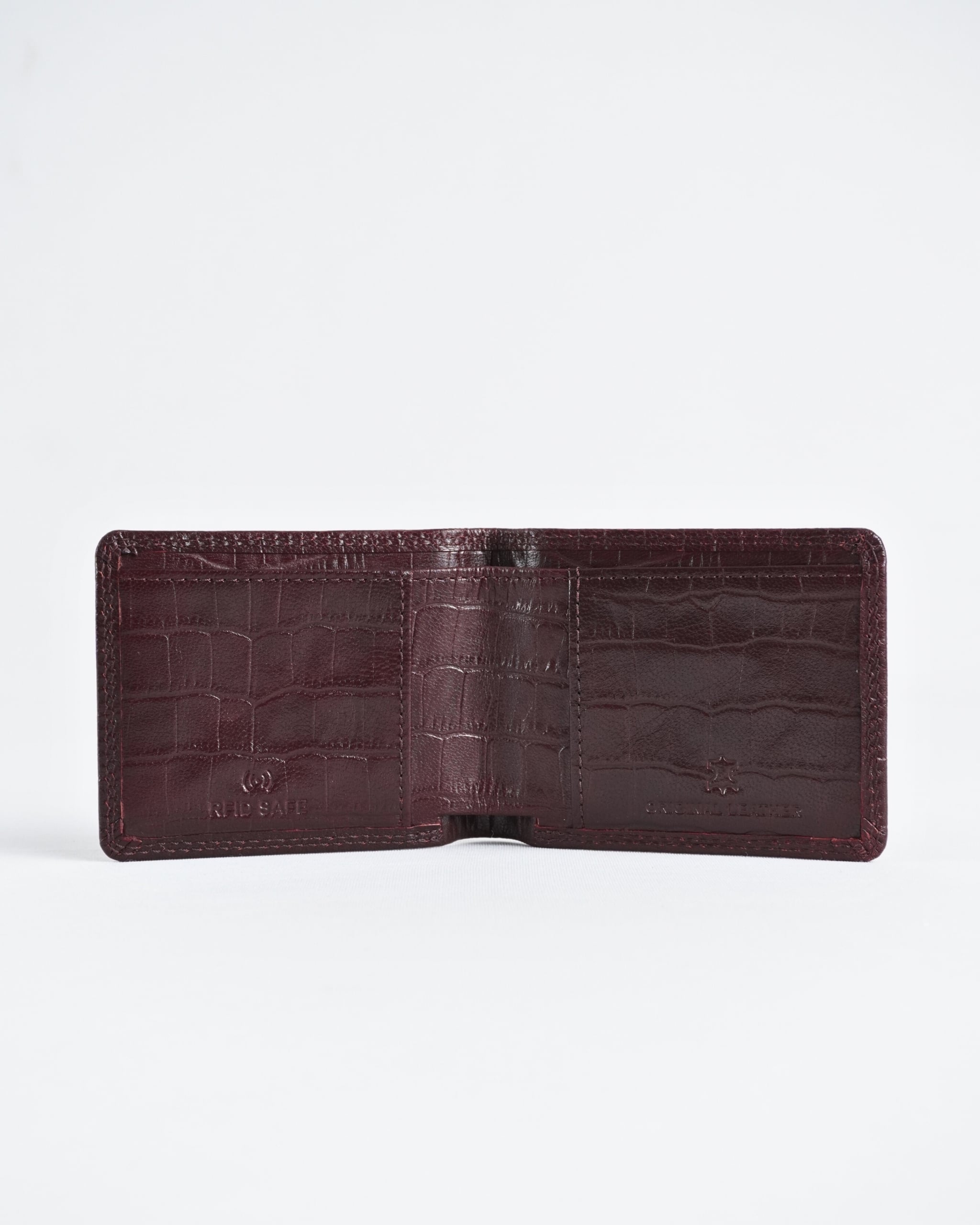 Conway (Sleek Series) - Men’s Original Leather Wallet (Croco Cherry)