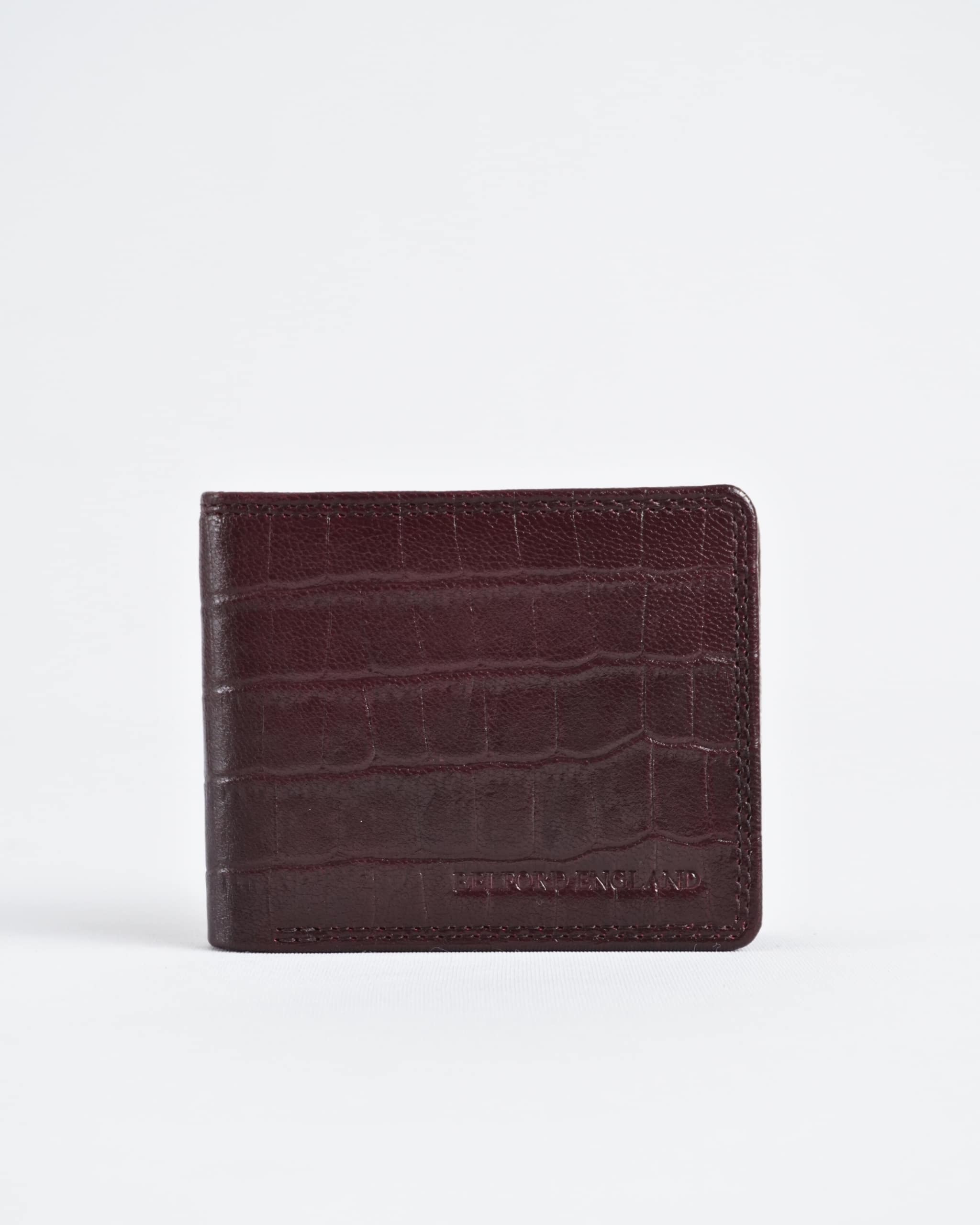 Conway (Sleek Series) - Men’s Original Leather Wallet (Croco Cherry) - Image 3