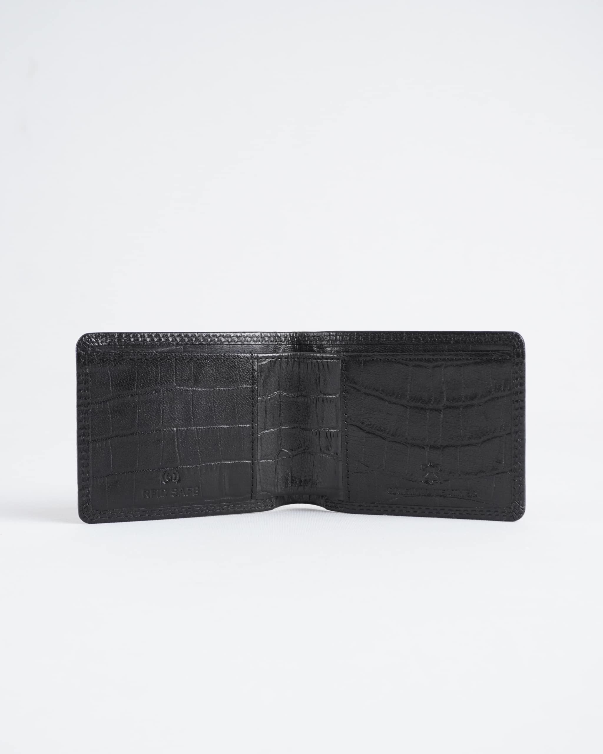 Conway (Sleek Series)- Men’s Original Leather Wallet (Croco Black)