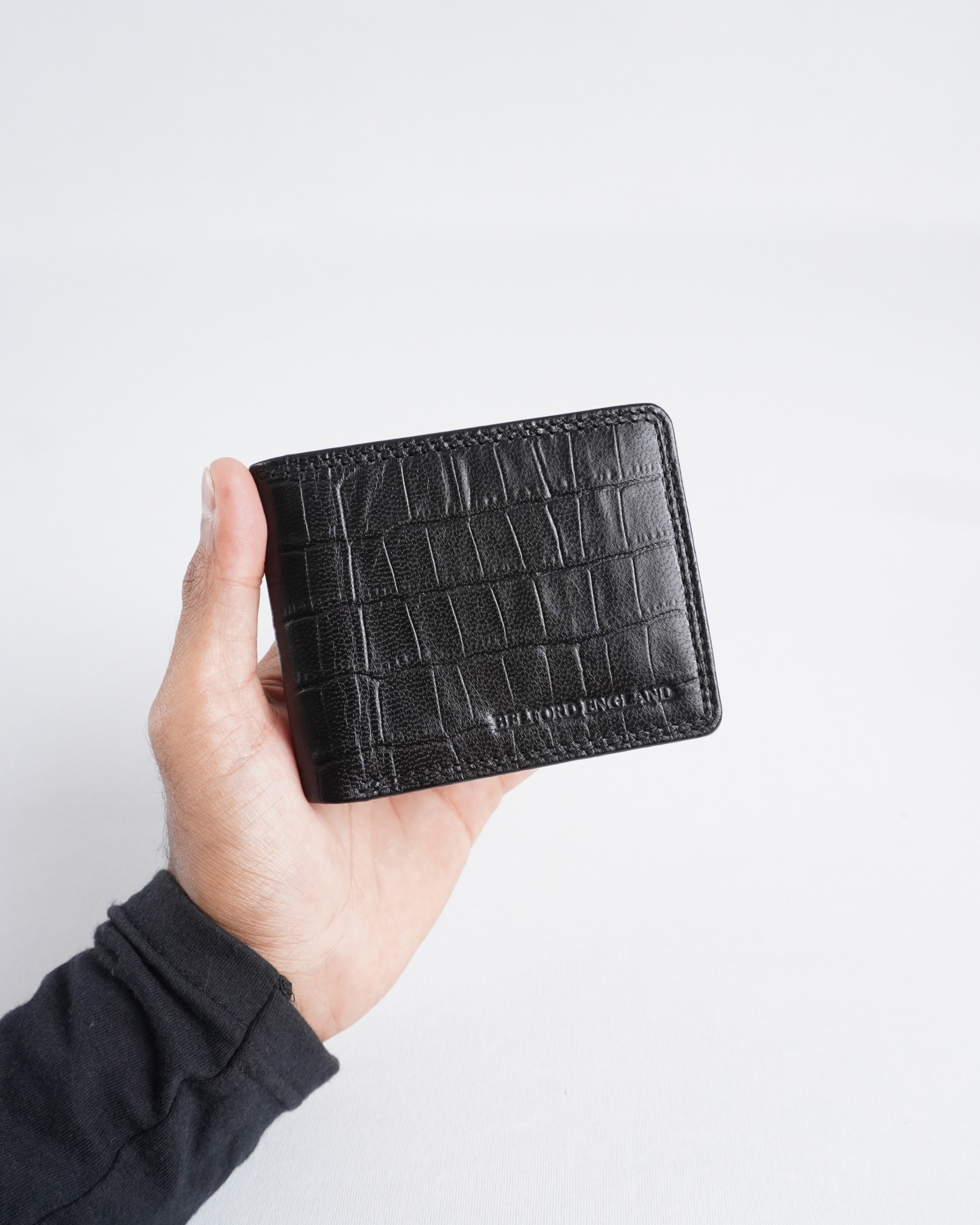 Conway (Sleek Series)- Men’s Original Leather Wallet (Croco Black) - Image 3