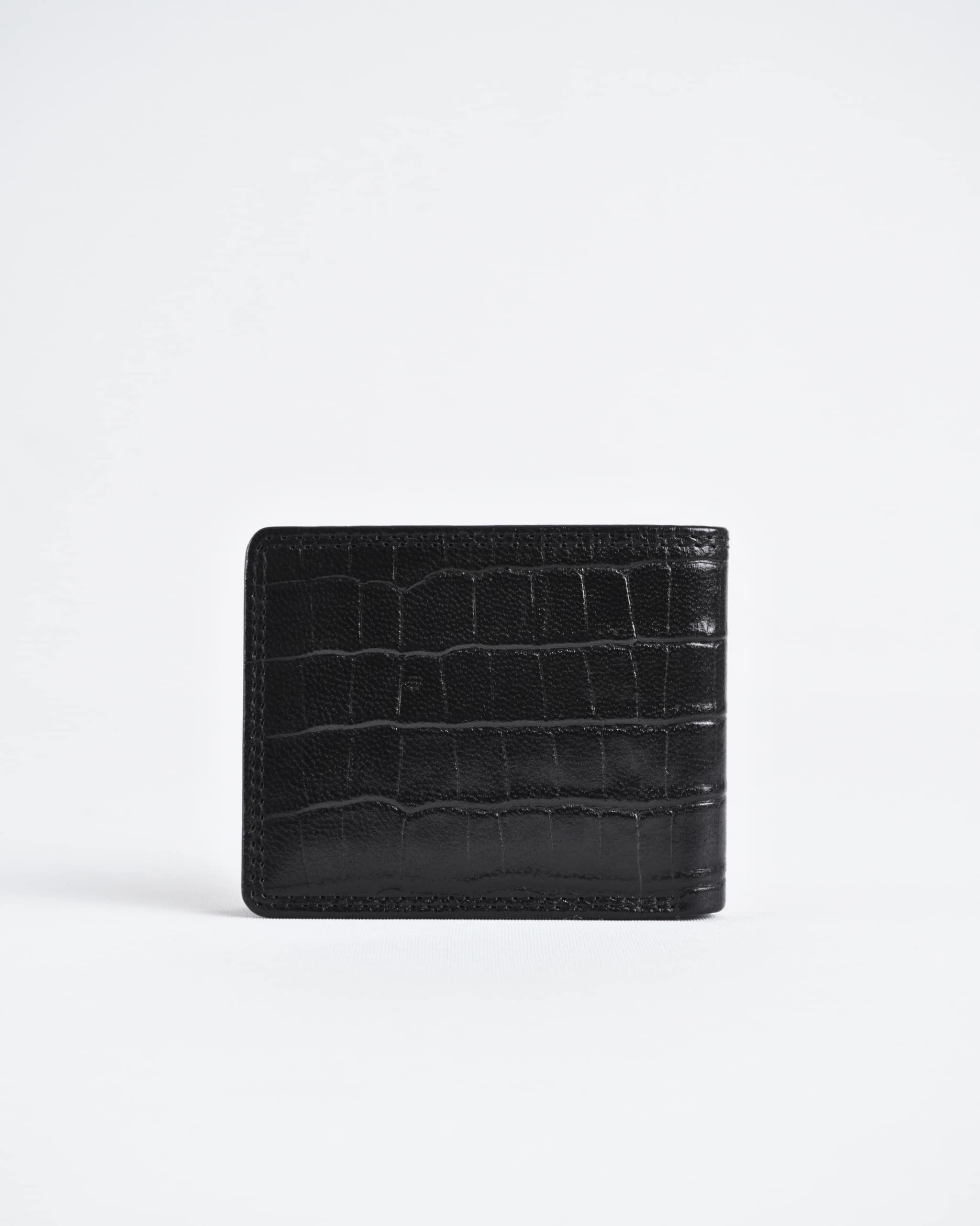 Conway (Sleek Series)- Men’s Original Leather Wallet (Croco Black) - Image 4