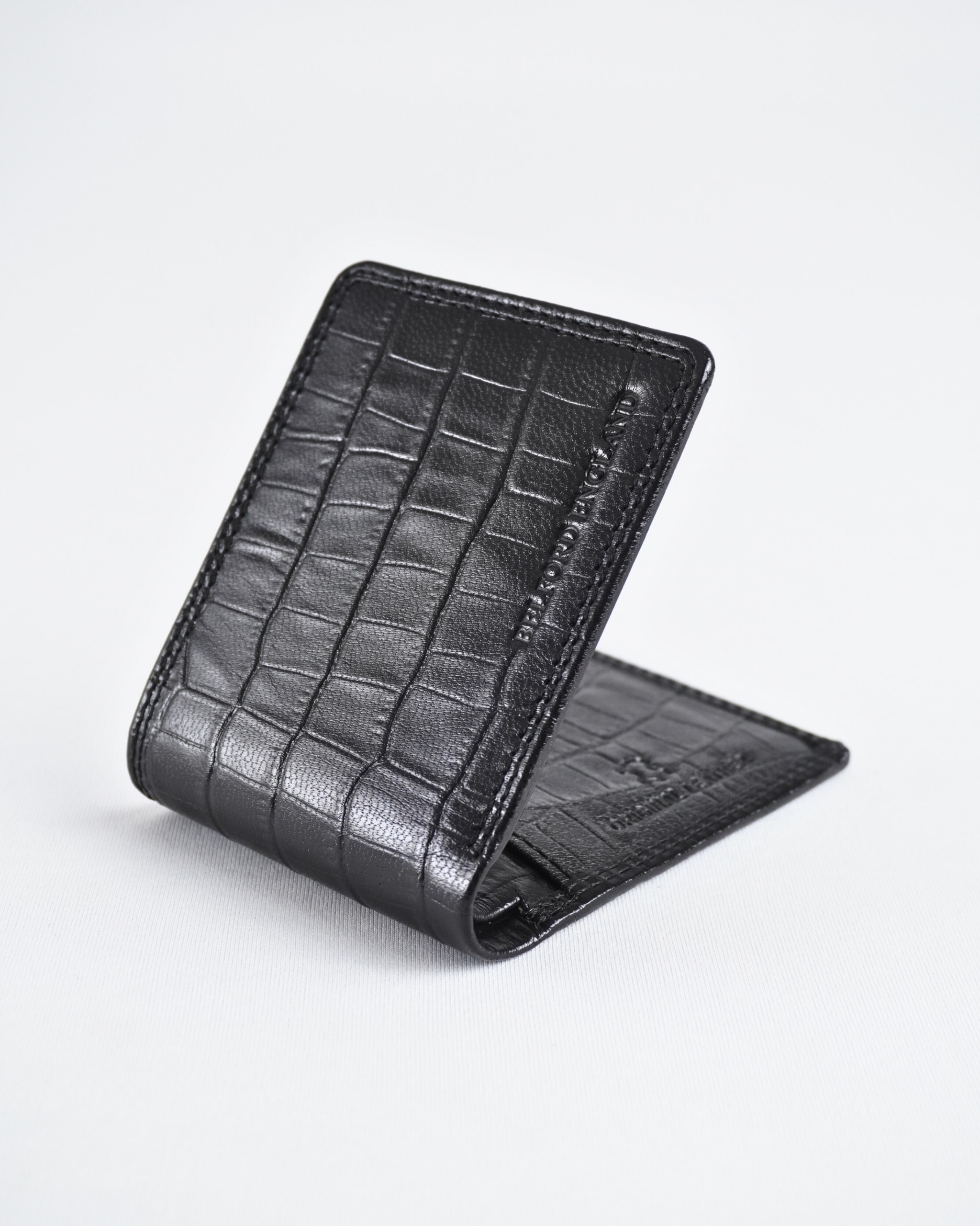 Conway (Sleek Series)- Men’s Original Leather Wallet (Croco Black) - Image 6